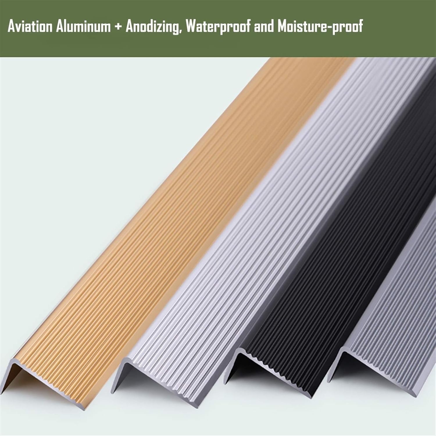 Threshold Strip 2 Pcs 1.5M Length L Shape Aluminum Stair Anti Slip Nosing 50x20MM Angle Step Edge Stairs Anti-Collision Angle Non Slip Stair Edge Nosing (Color : Black Size : 5x2x150cm)
