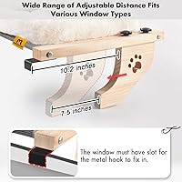 Vista 5 de AMOSIJOY Asiento de hamaca resistente para gatos con funda de cama acolchada, marco de madera y metal para gatos grandes, fácil de ajustar, alféizar