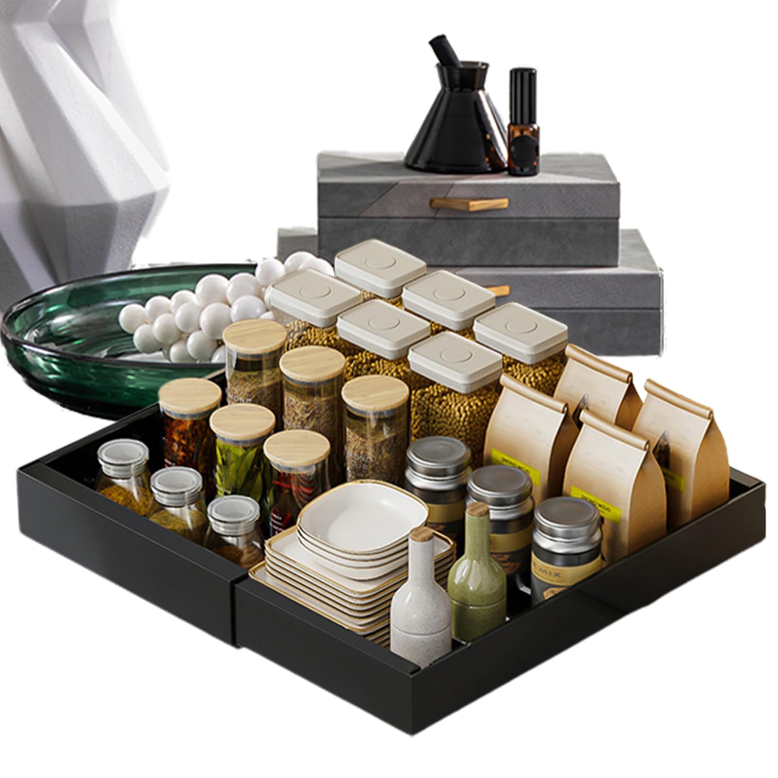 Organizer Sottolavello Robusto Cestello Estraibile Senza Foratura | Ripiano Estraibile per Armadietto Sottolavello Ideale Per Cucina, Bagno, Dispensa, Armadio, Cucina, Bagno, Dispensa, Armadio
