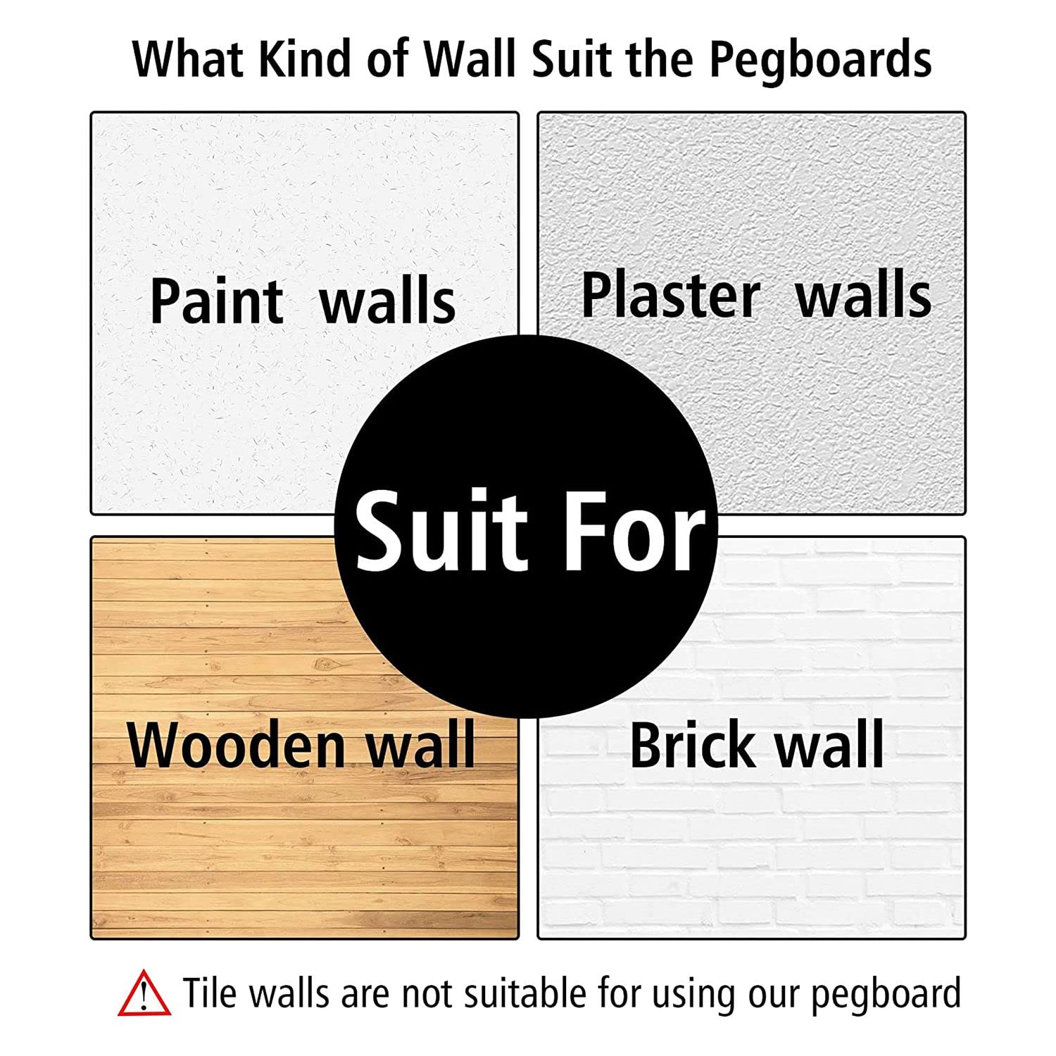Tablero Perforado de Pared 4 Piezas para Colgar en Sala de Manualidades, Garaje, Cocina y Salón