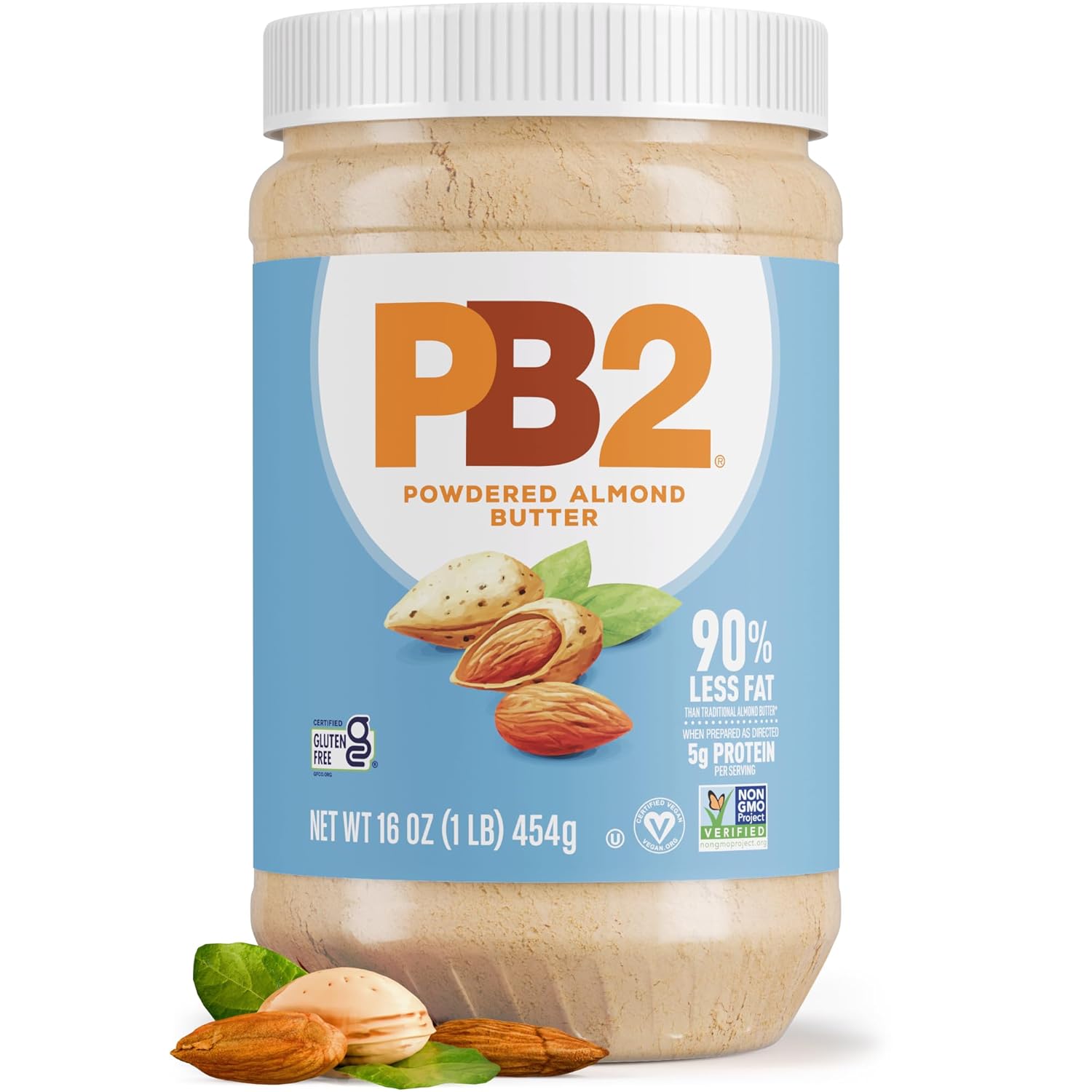PB2 Powdered Roasted Almond Butter 16oz - Low-Fat Vegan Keto Almond Powder, Non-GMO Gluten-Free Nut Butter