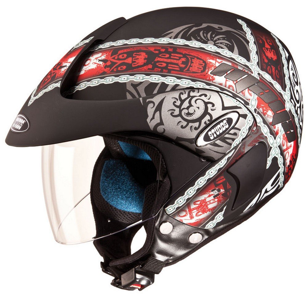 Studds Marshall D4 Open Face Helmet (Matt Black Red, M) Amazon.in