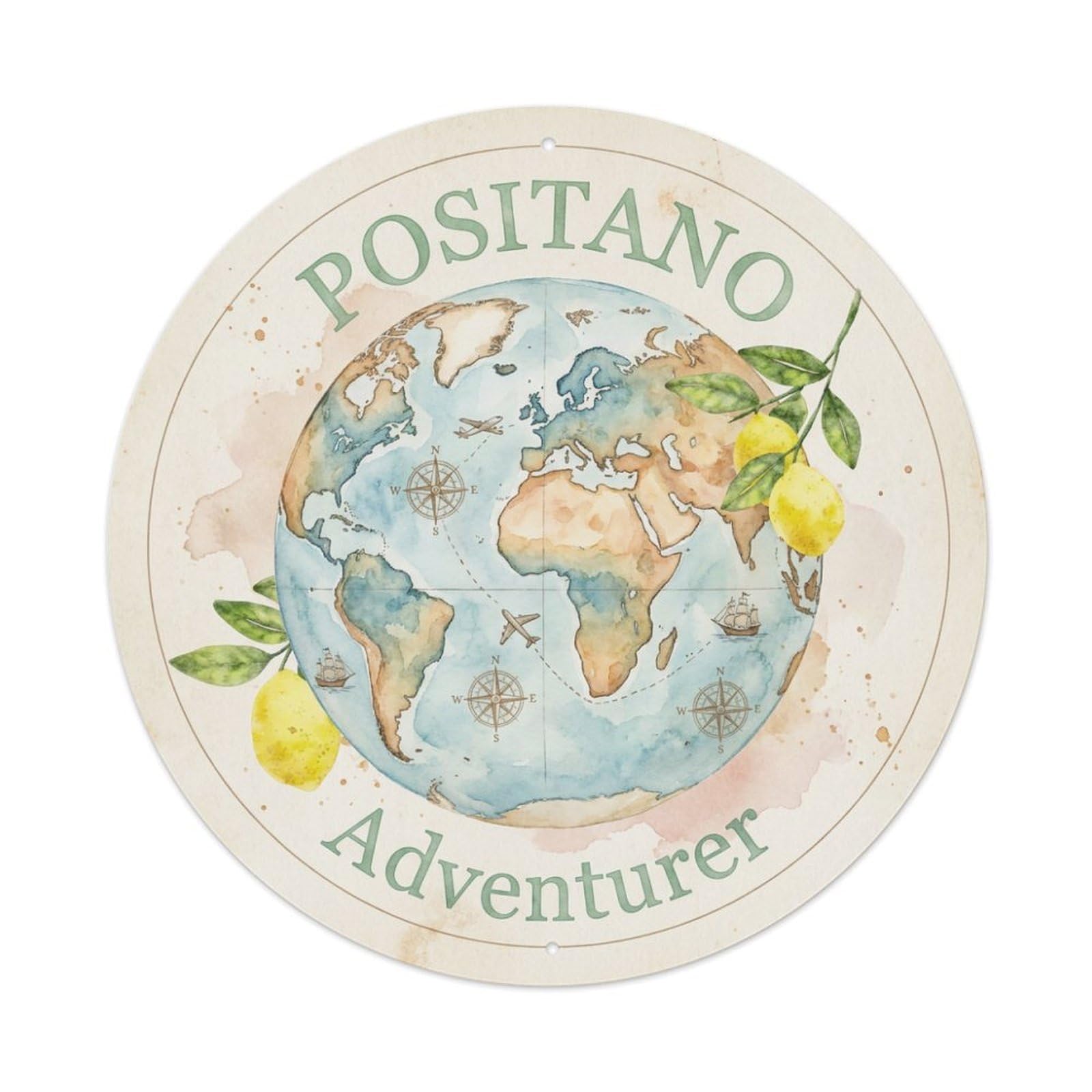 Vintage Travel Positano Italy Globetrotter Metal Tin Sign Plaque