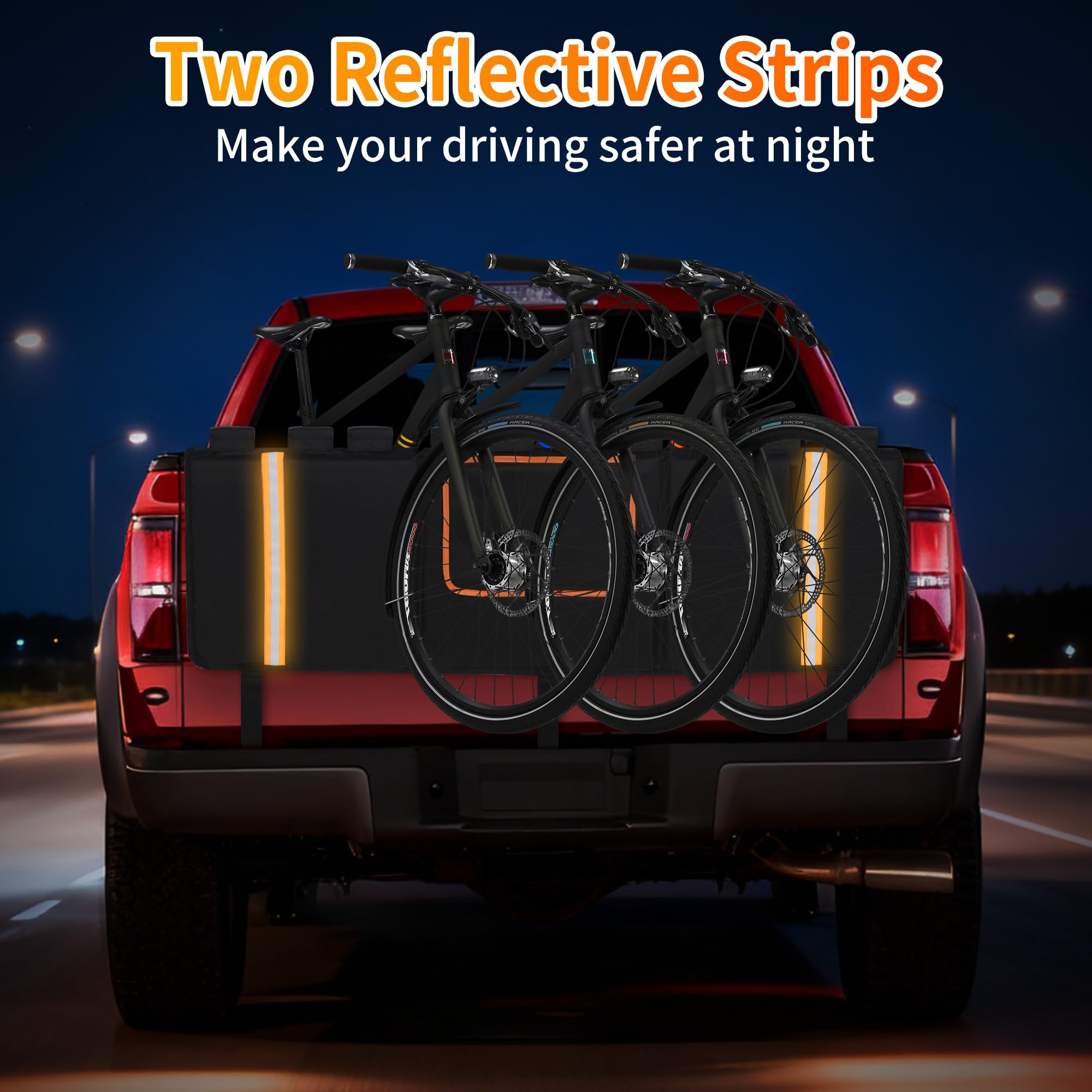 ohbien Heckklappen-Fahrrad-Pad für 5 Fahrräder, 600D wasserdichtes Oxford-Schutzpolster mit reflektierenden Streifen und 2 Werkzeugtaschen, Upgrade-LKW-Fahrrad-Pad für die meisten LKWs in voller Größe
