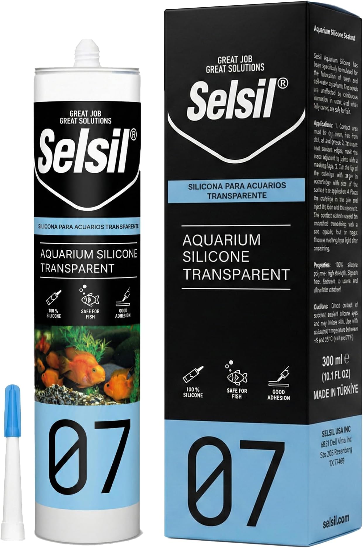 Aquarium Silicone Clear Sealant - High Elasticity, Safe for Fish, Solvent-Free, Ozone-Resistant, Transparent 10.14 Fl Oz, 1 Pack