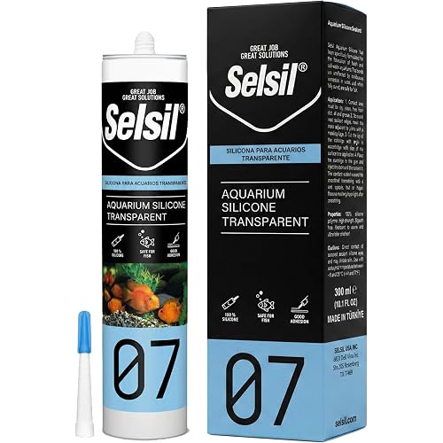 SELSIL Aquarium Silicone Clear Sealant - High Elasticity, Safe for Fish, Solvent-Free, Ozone-Resistant, Transparent 10.14 Fl Oz, 1 Pack