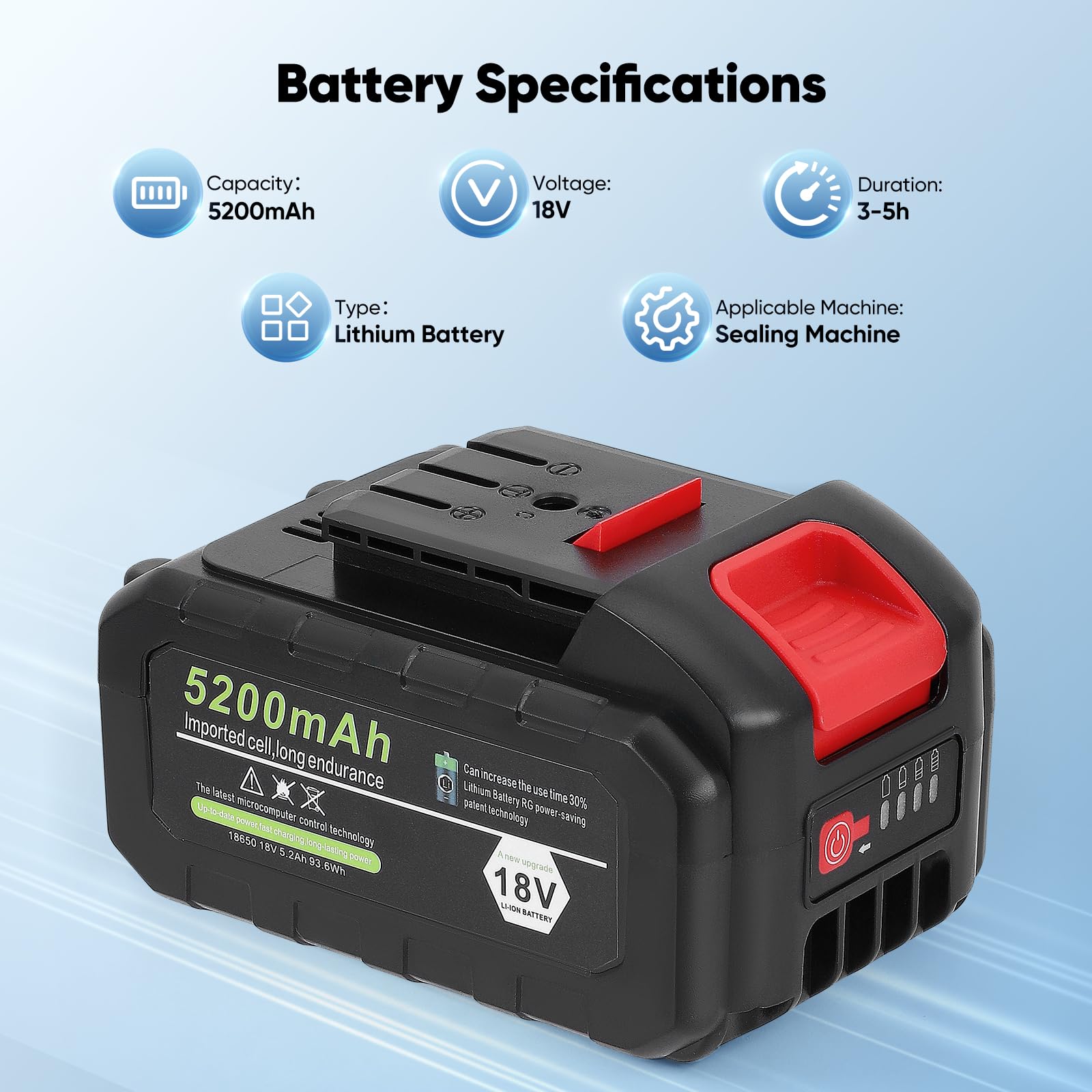 GK9-900D Batteria 18V 5.2AH Elettrico Sacchi Macchine da Cucire Sigillante Sacchetto Industriale Macchina da Cucire Mano Batteria di Backup dedicata