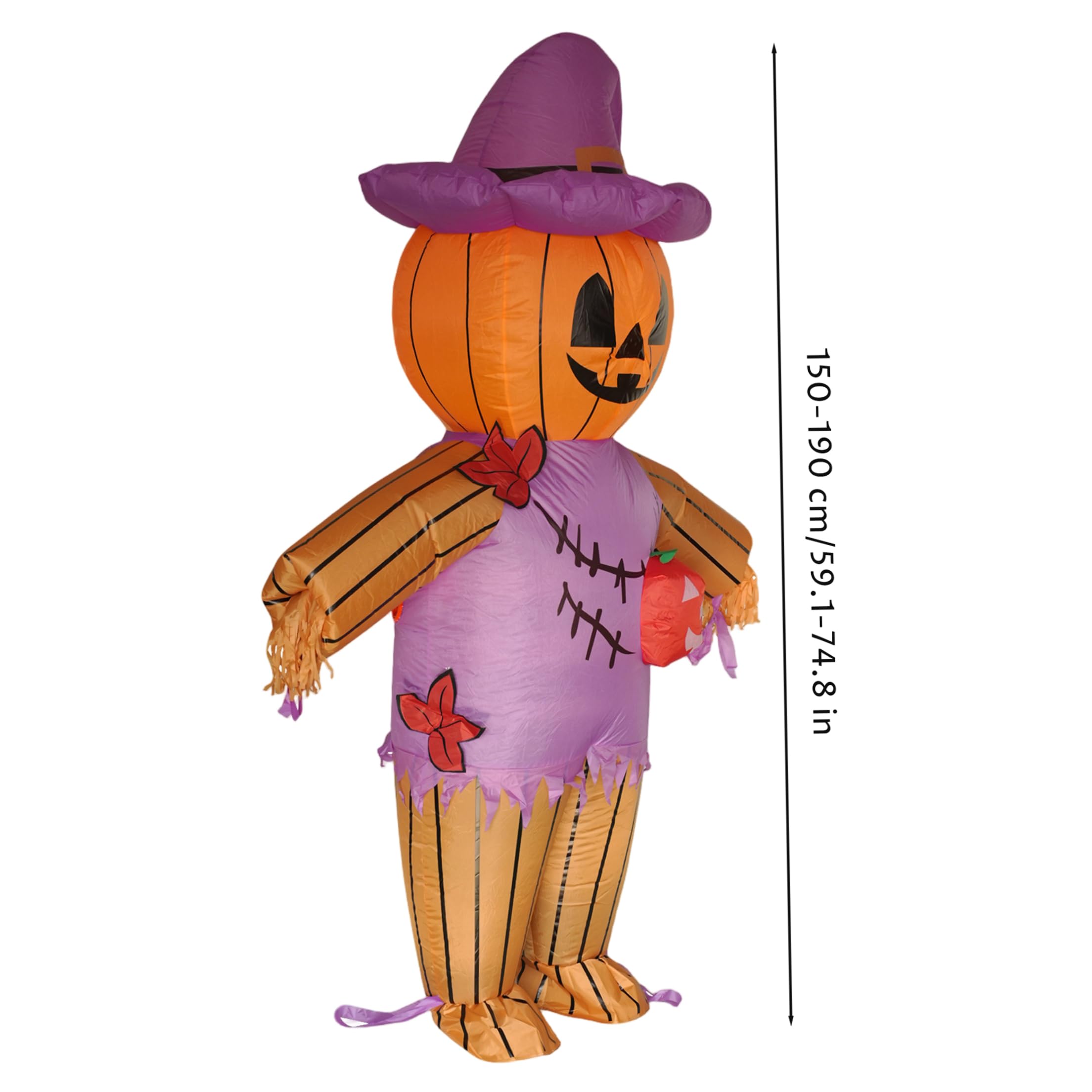 Zucca gonfiabile di Halloween Spaventapasseri Decorazione da esterno Divertente design spettrale, Gonfia/Sgonfia rapidamente, Ideale per feste in giardino, raduni di Halloween
