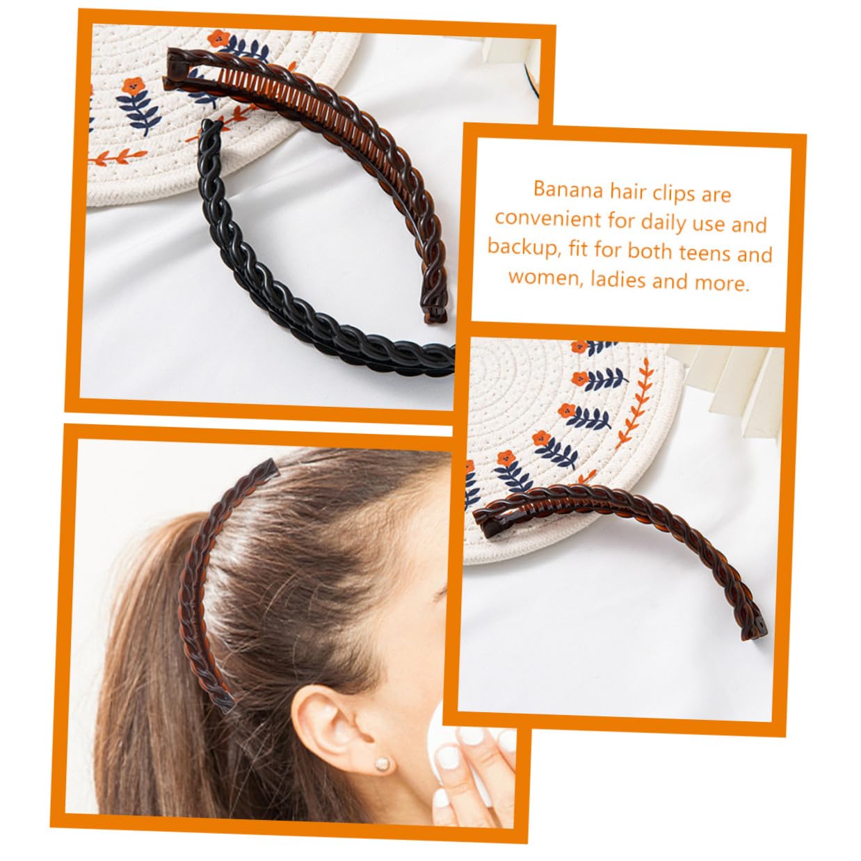 Alipis 12 Stück Teiliges Bananen haarspangen aus Robustem Kunststoff Vielseitige Haarkämme für Damen Vintage Haar accessoires in Weiß Schwarz und Kaffee Geeignet für Welliges und Dickes