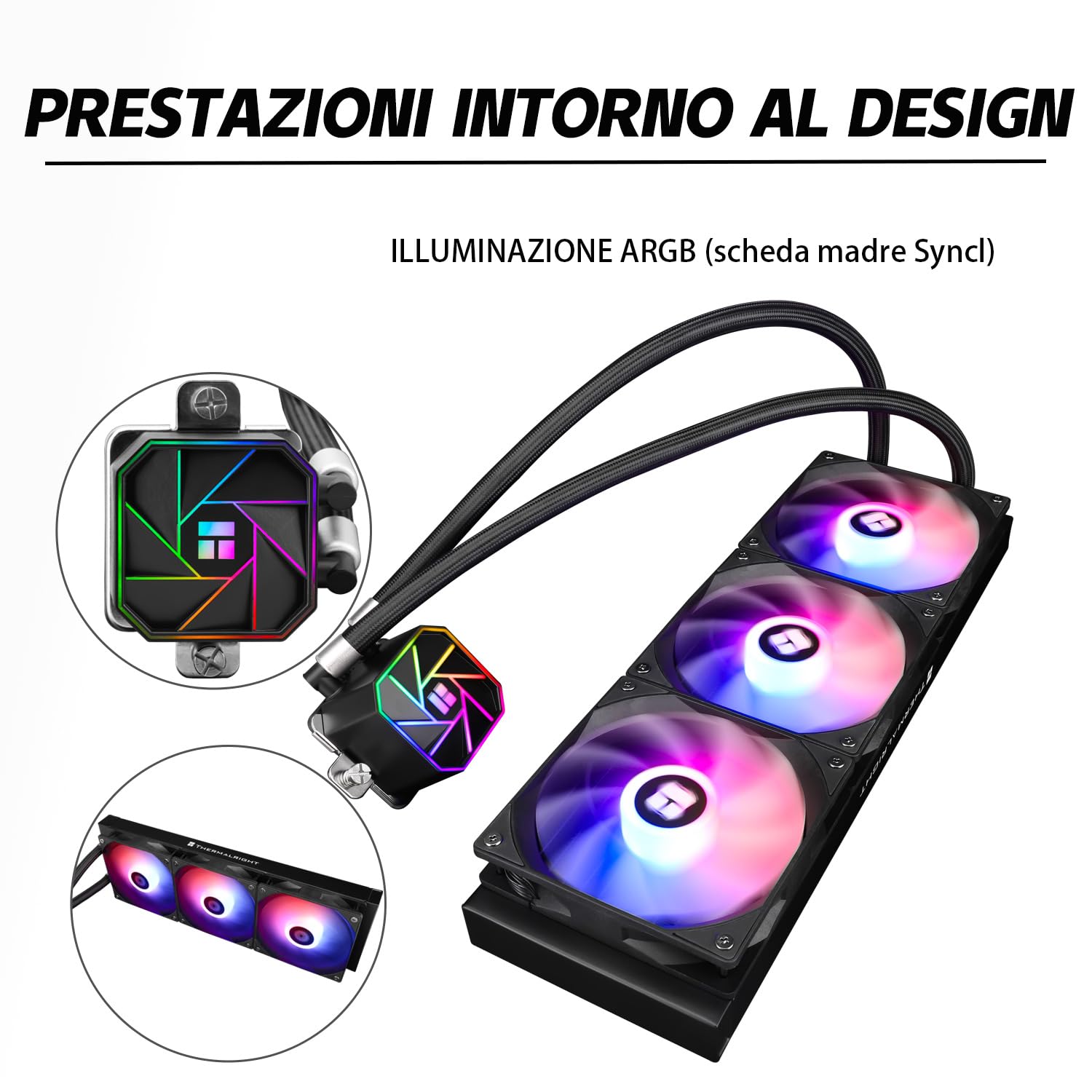 TR AQUA ELITE 360 V3 3 Ventole ARGB PWM con cuscinetti S-FDB, pompa efficiente controllata da PWM, per AMD / AM4 / AM5 Intel LGA1150 / 1151/1200 / 2011/1700 (AE360 V3)