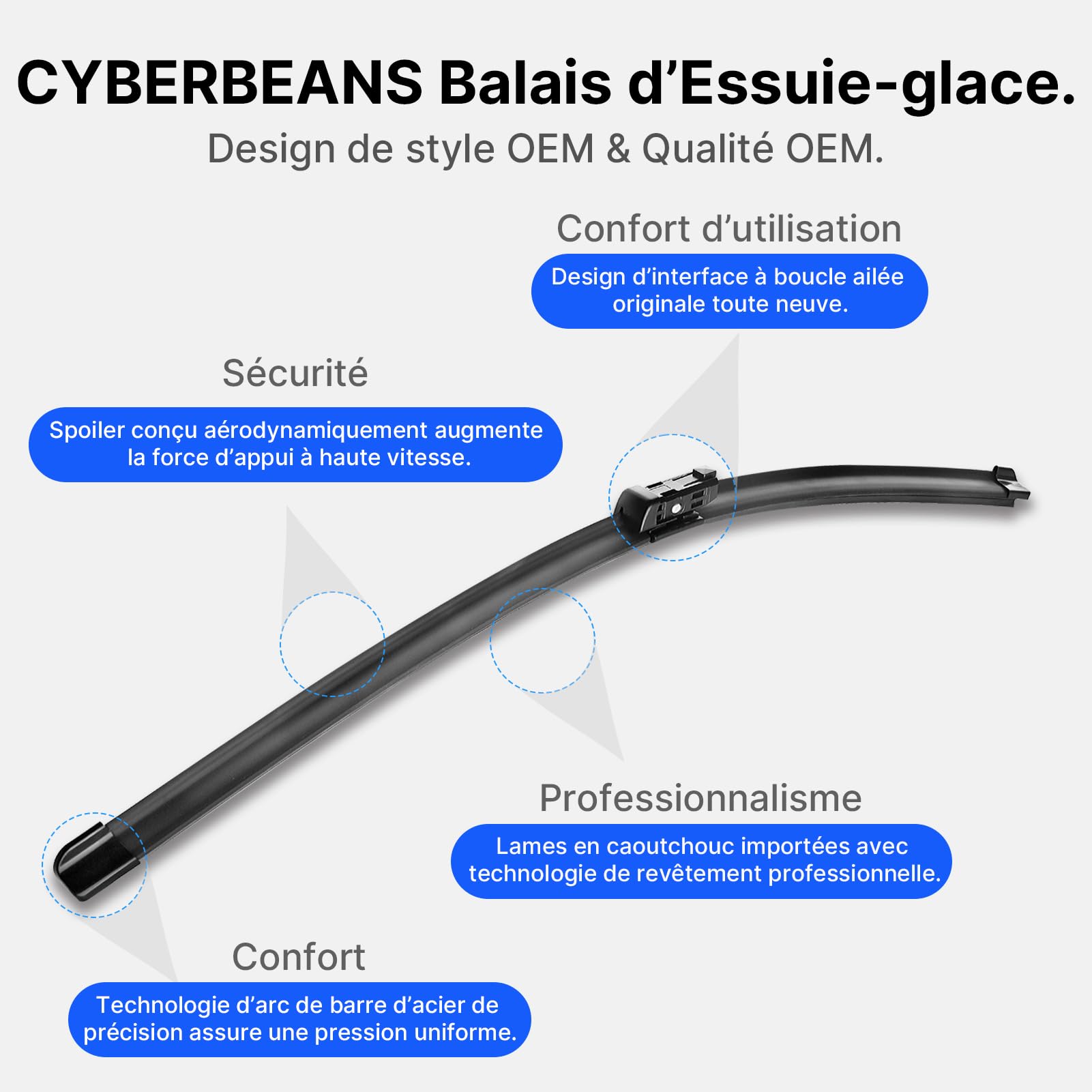 Balais d'Essuie-Glace en Silicone 26/20" 650mm/500mm pour Tesla Model Y 2020-2026 (Sauf Juniper Fabrication Allemande) Lames de Remplacement Pare-Brise Accessoires (Lot de 2) Top Lock