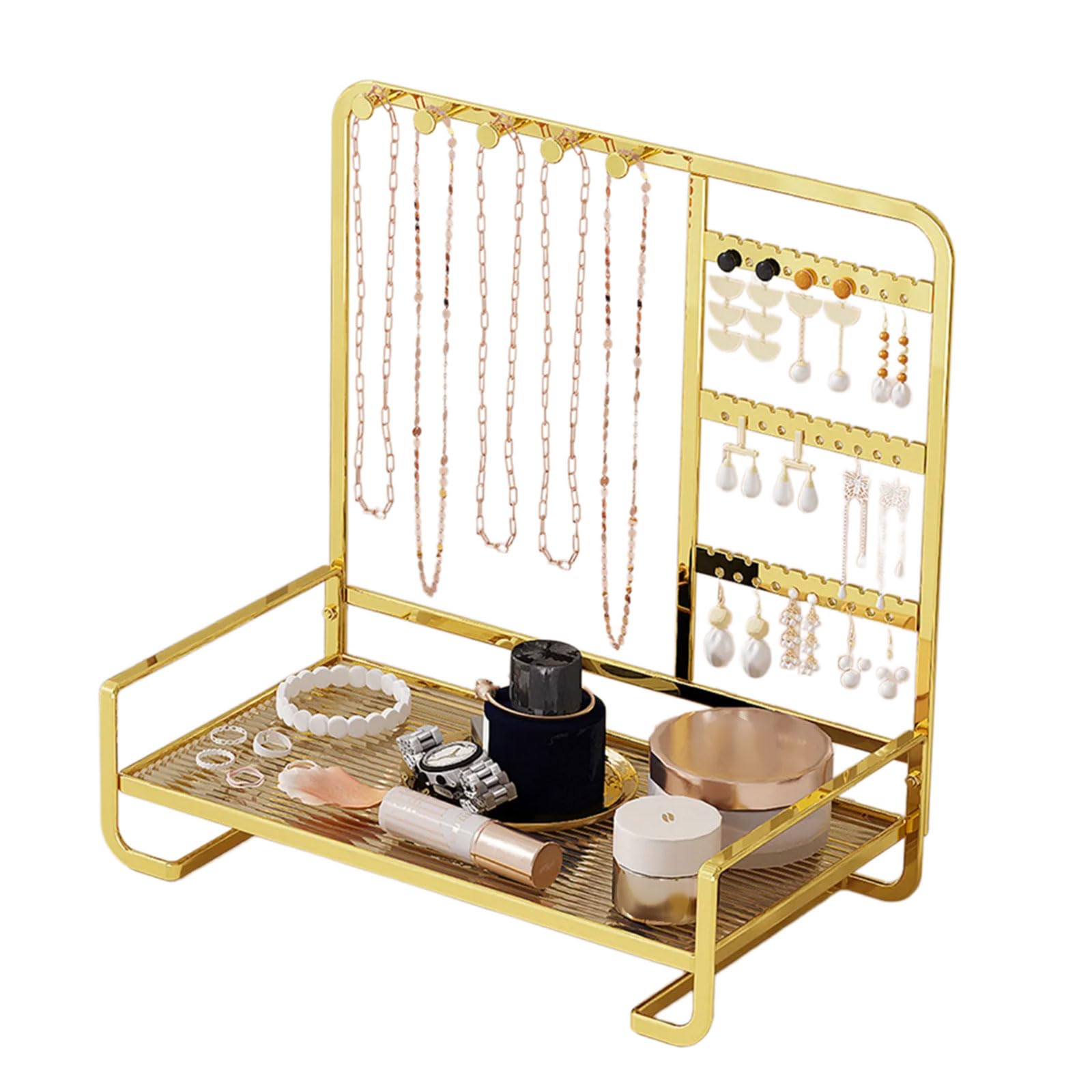 Msioytog Jewelry Display Stand Unique Jewelry Organizers Stand with Hook and Holder for Necklace Earring Iron Craftsmanship