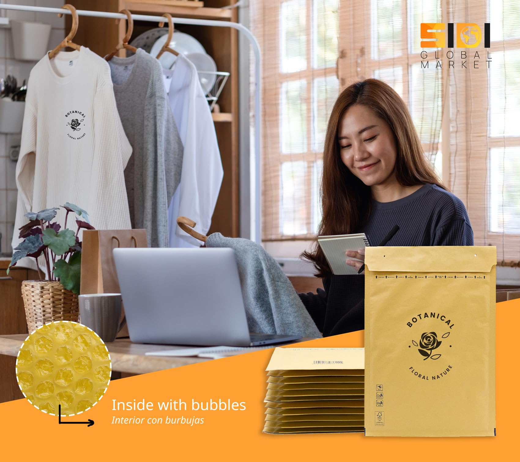 Padded Envelopes, Bubble Mailers, Kraft Bubble Padded Envelopes with Self-Seal Seal, Clothing Shipping Bags - Image 3