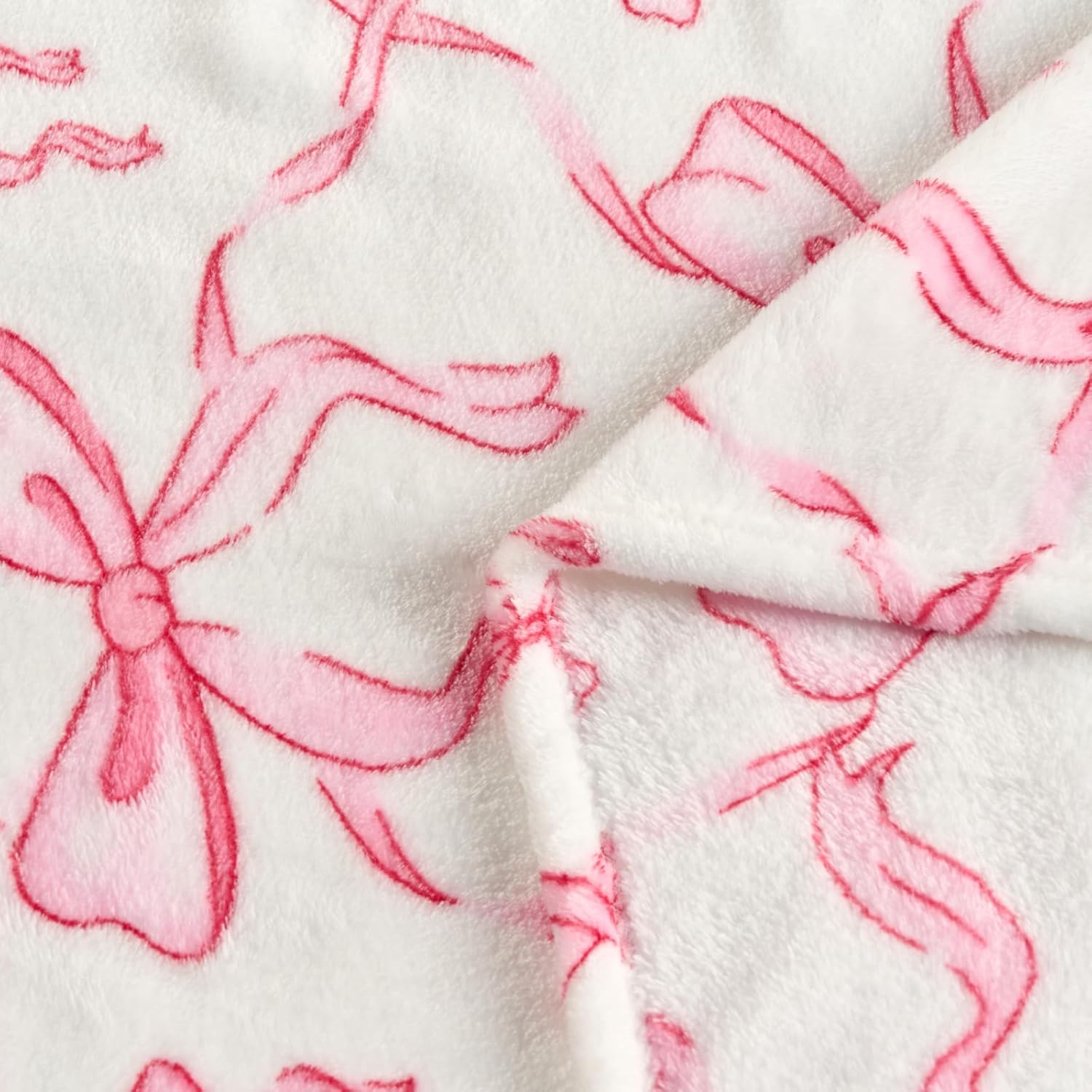 Pink Bow Baby Blankets for Girls-Soft Cute Fleece Baby Blanket-Fluffy Infant Newborn Toddler Receiving Blankets for Crib Stroller, Pink Bow Decorate Festivals Dirthdays, 30×40 Inches