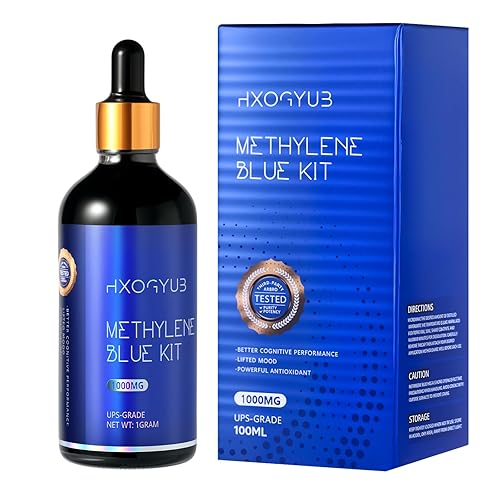 Polvo azul de metileno, botella de 3.53 onzas líquidas (1%, 0.03 onzas), probado por terceros al 99 % +, cumple con el grado USP, suplemento