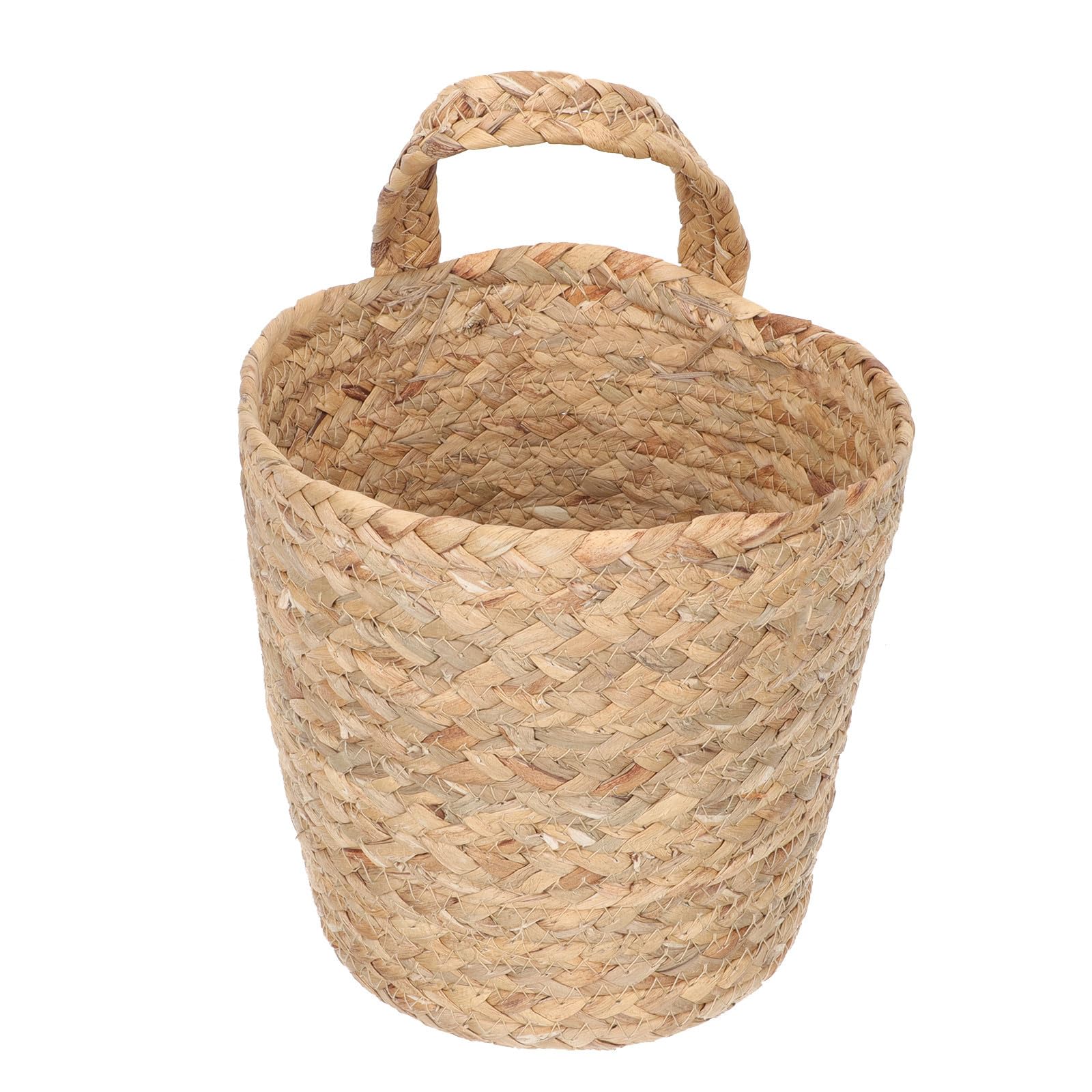 Cesta de almacenamiento de hierba marina amarilla para organización de pared