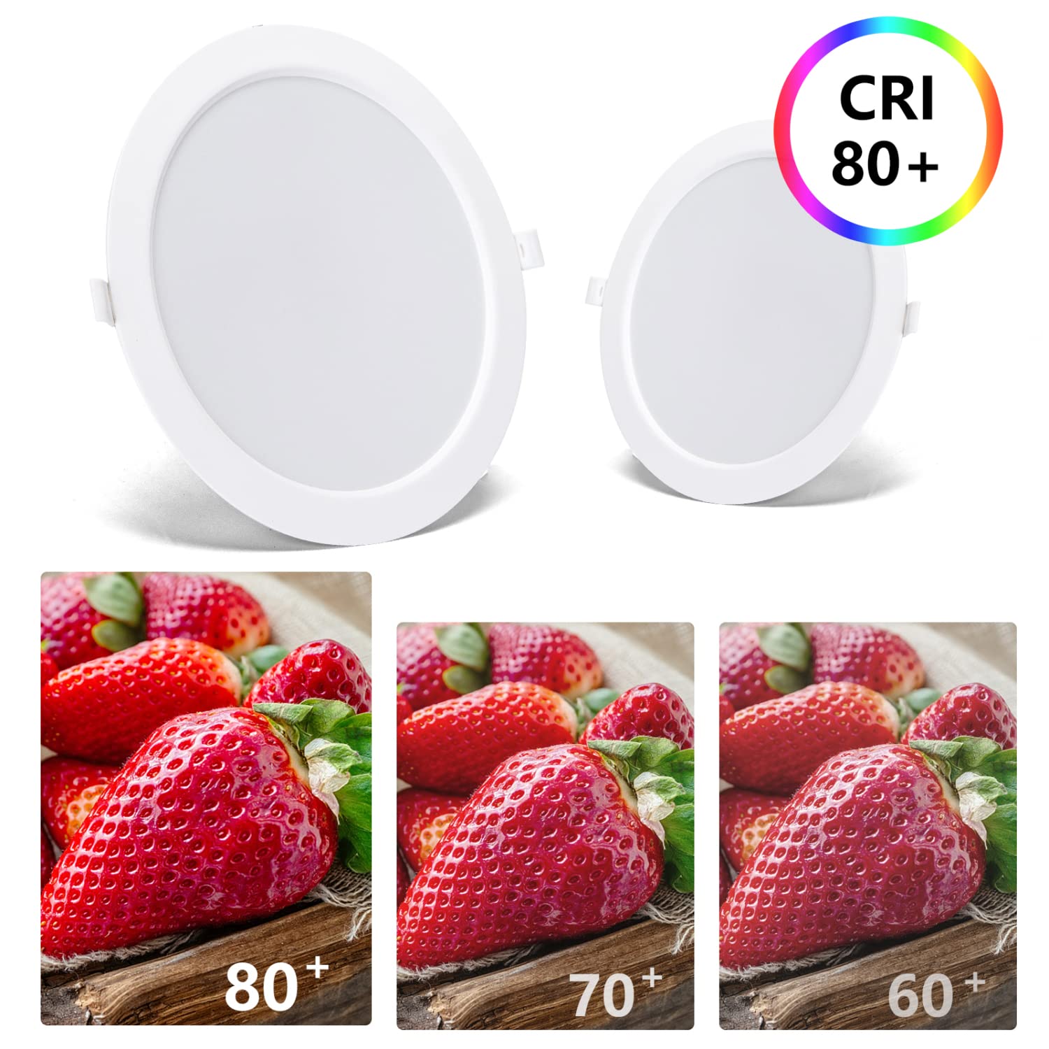 Aigostar LED Encastrable, 18W Équivalent à 175W, Lumière du jour 4000K, Spot LED Interieur Encastrable, Ф190-200mm, Pack de 2