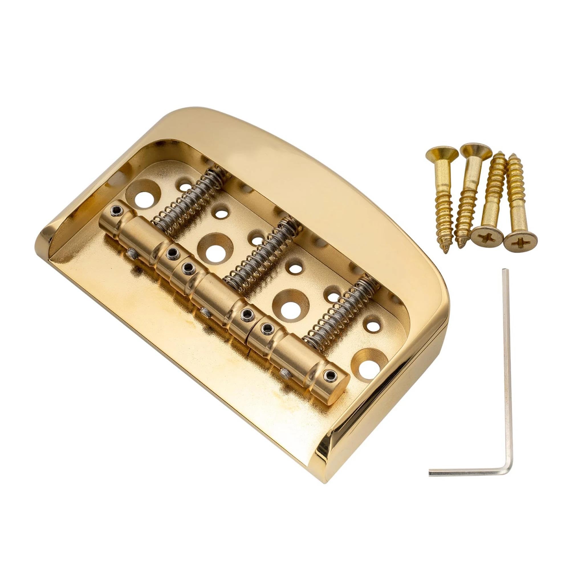 Mostek Gitarowy Ultra Półwymiarowe Struny Przechodzące Przez Mostek Gitarowy Solidna Płyta Ze Stopu Aluminium I Mosiężne Siodło 3(Gold)