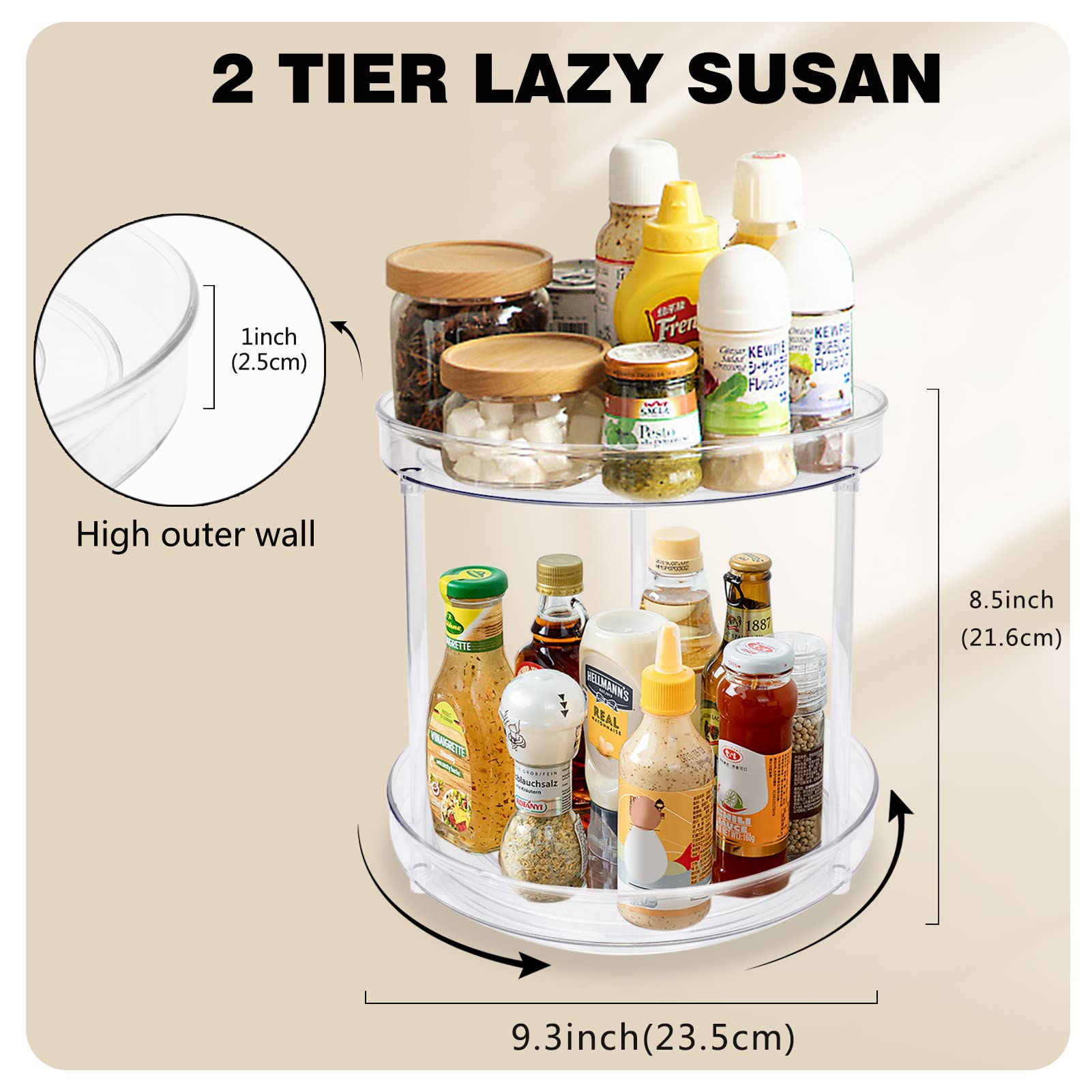 Amazon｜WWW スパイスラック 調味料ラック 360°回転式 2層 丸型 大容量