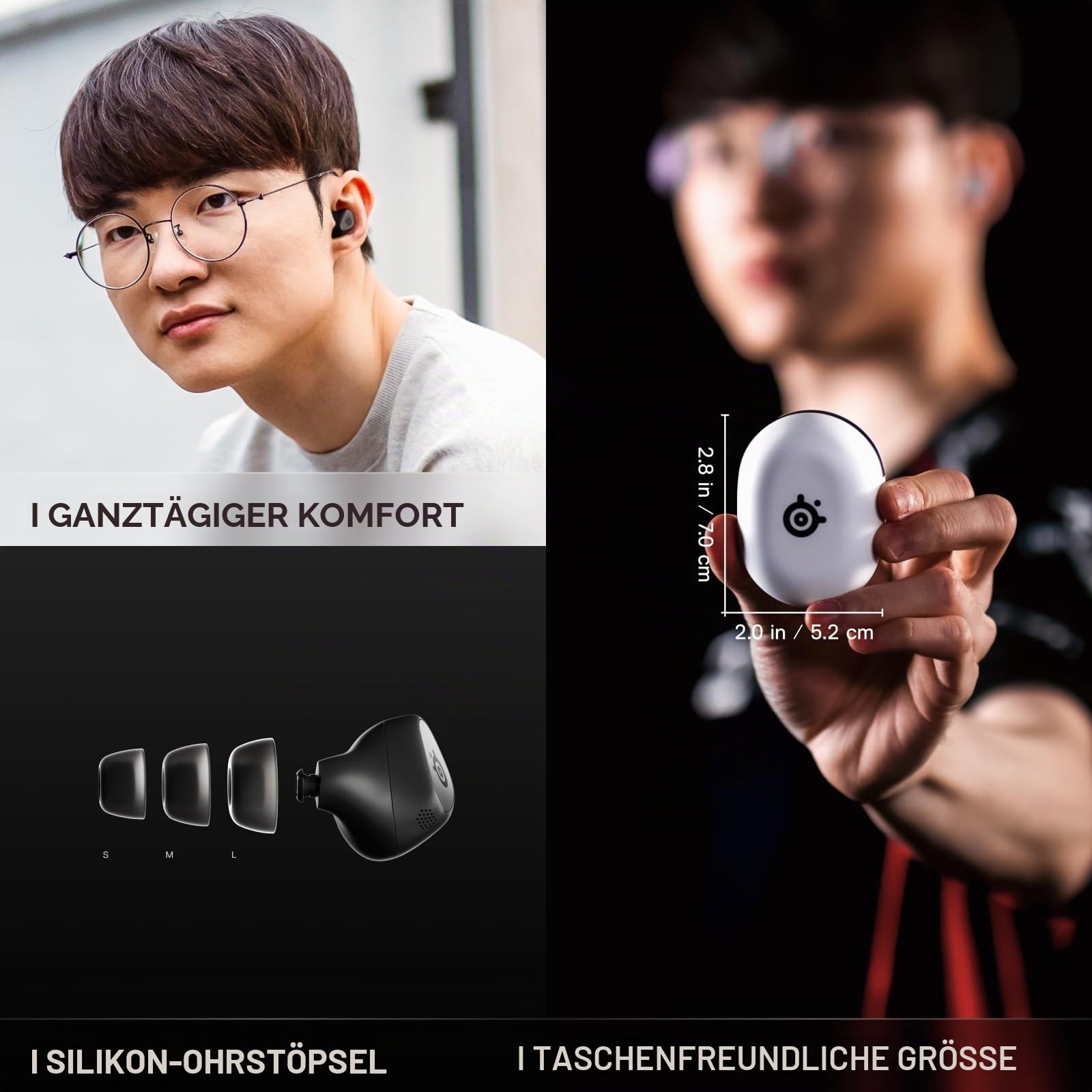 SteelSeries - Arctis GameBuds für PS5 - Kabellose Gaming-Ohrhörer - 2,4 GHz + BT 5.3 - ANC/Transparenz - 40 Std. Akkulaufzeit - Kabelloses Laden - PS5, PC, Switch 2, Mobile - Schwarz (Generalüberholt)