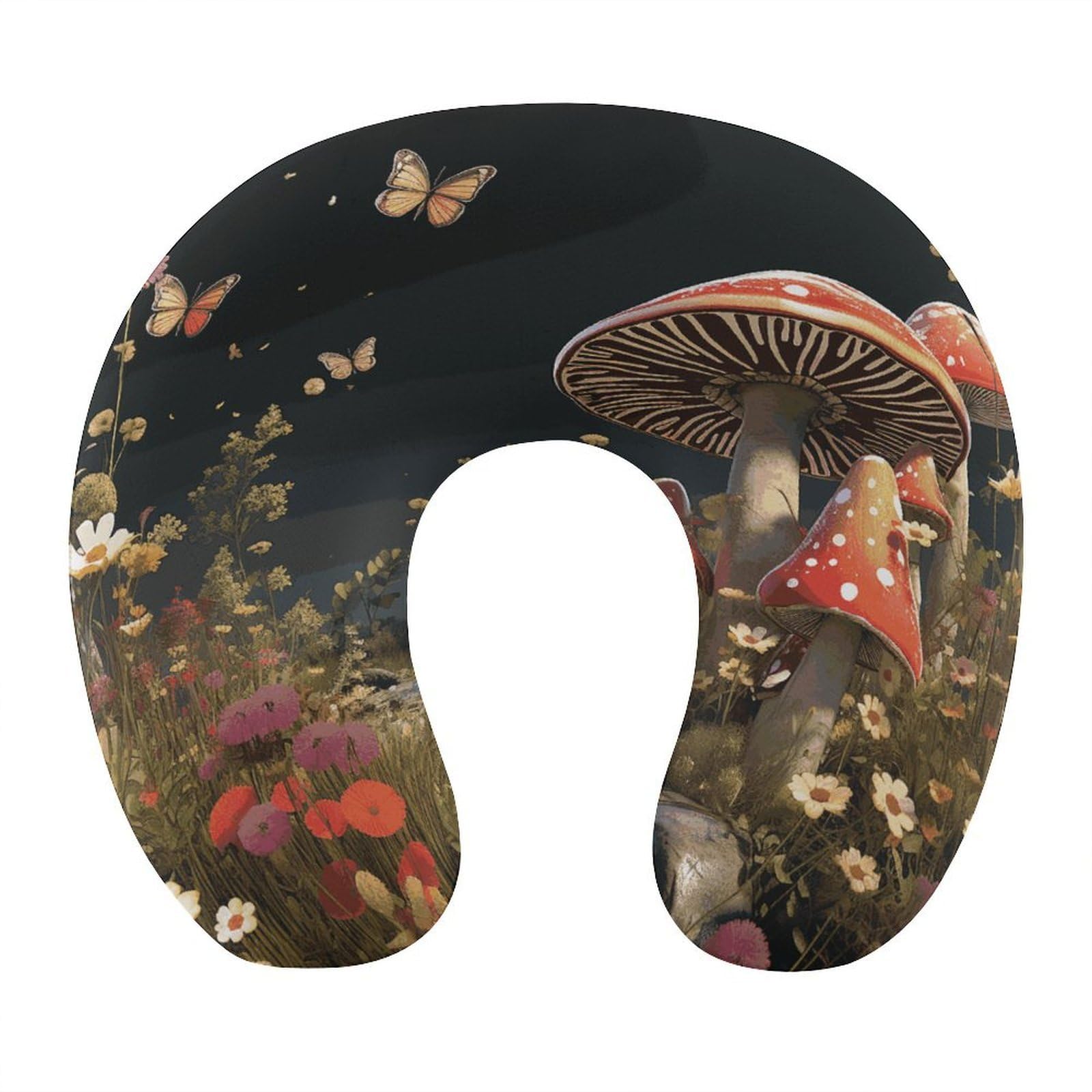 VstaDank Fairy Tale Style Mushrooms Neck Pillow Soft Comfortable Travel U Shaped Pillows Portable Pillows for Shoulder Memory Foam Head Support Pillow for Airplane Car Home Office