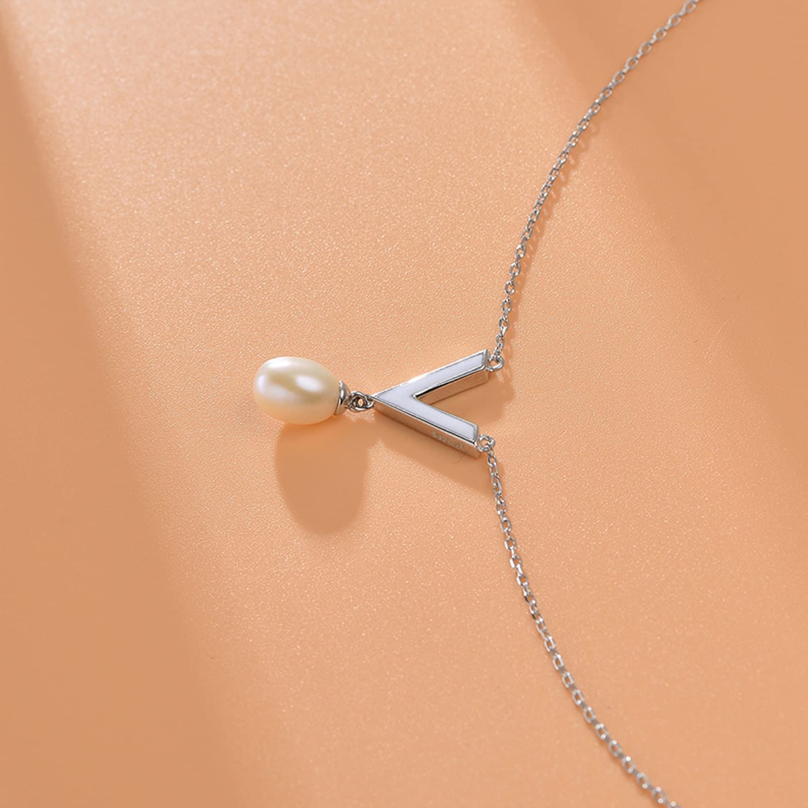 MOCHAMIK Accessori per Ragazze Gioielli/collane Collana s925 Catena con Ciondolo di Perle d'Acqua Dolce 6-7mm a Forma di Goccia Gioielli Femminili alla ciondoli da Donna Regalo di Compleanno
