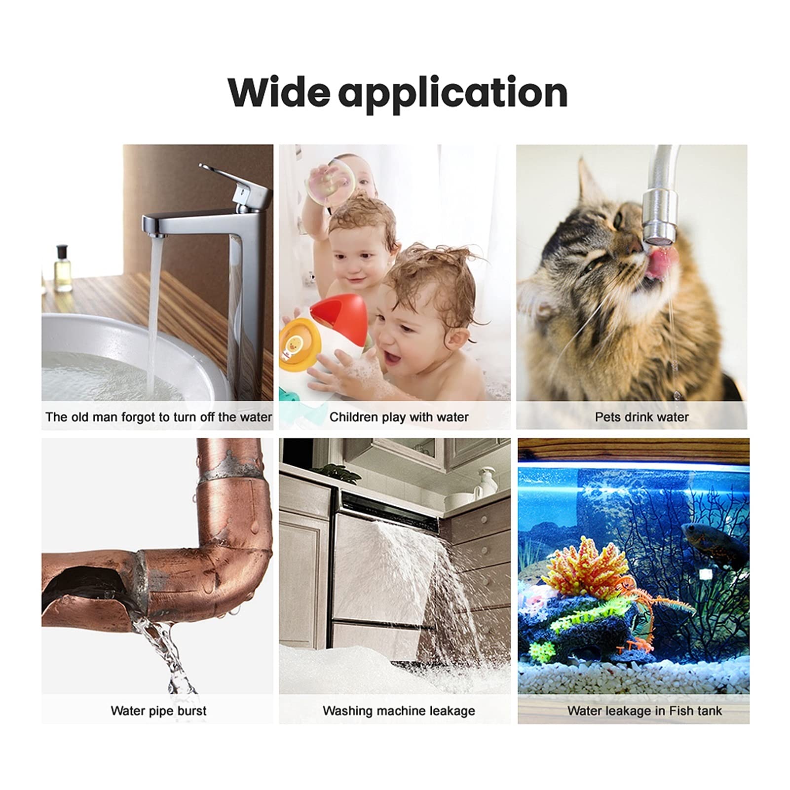 Sensor de Fugas de Agua, Detector de Fugas de Agua, alertas de notificación, Alarma de Fugas de inundación de Agua Inicio(1ZWS07 1Gateway)