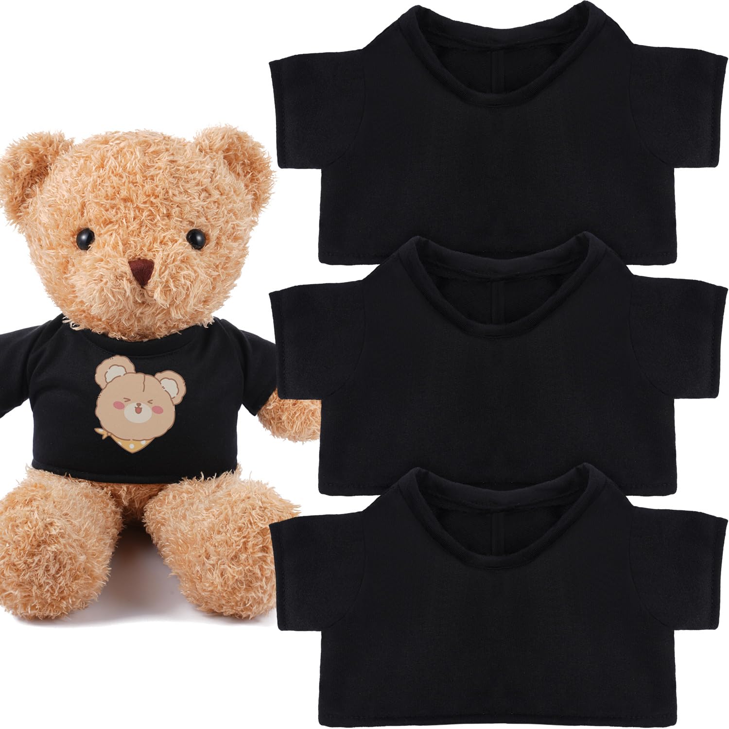 Litherr S 3 Pcs Sublimation Shirt Fit 14-18 Inch Stuffed Bear Blank Stuffed Bear Clothes Plush Bear T Shirts for DIY Make Unique Stuffed Doll Clothes