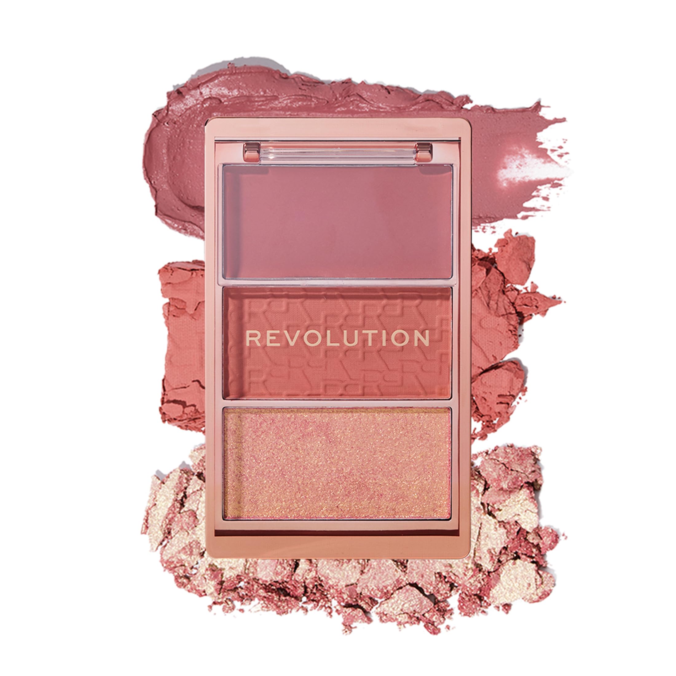 Revolution, Blush Icon Palette, Cream & Pressed Powder Blusher, Highly Pigmented, Face Palette, Vegan & Cruelty-Free, 3 Shades (Aura Points Rose, 9.8gm)-image-10