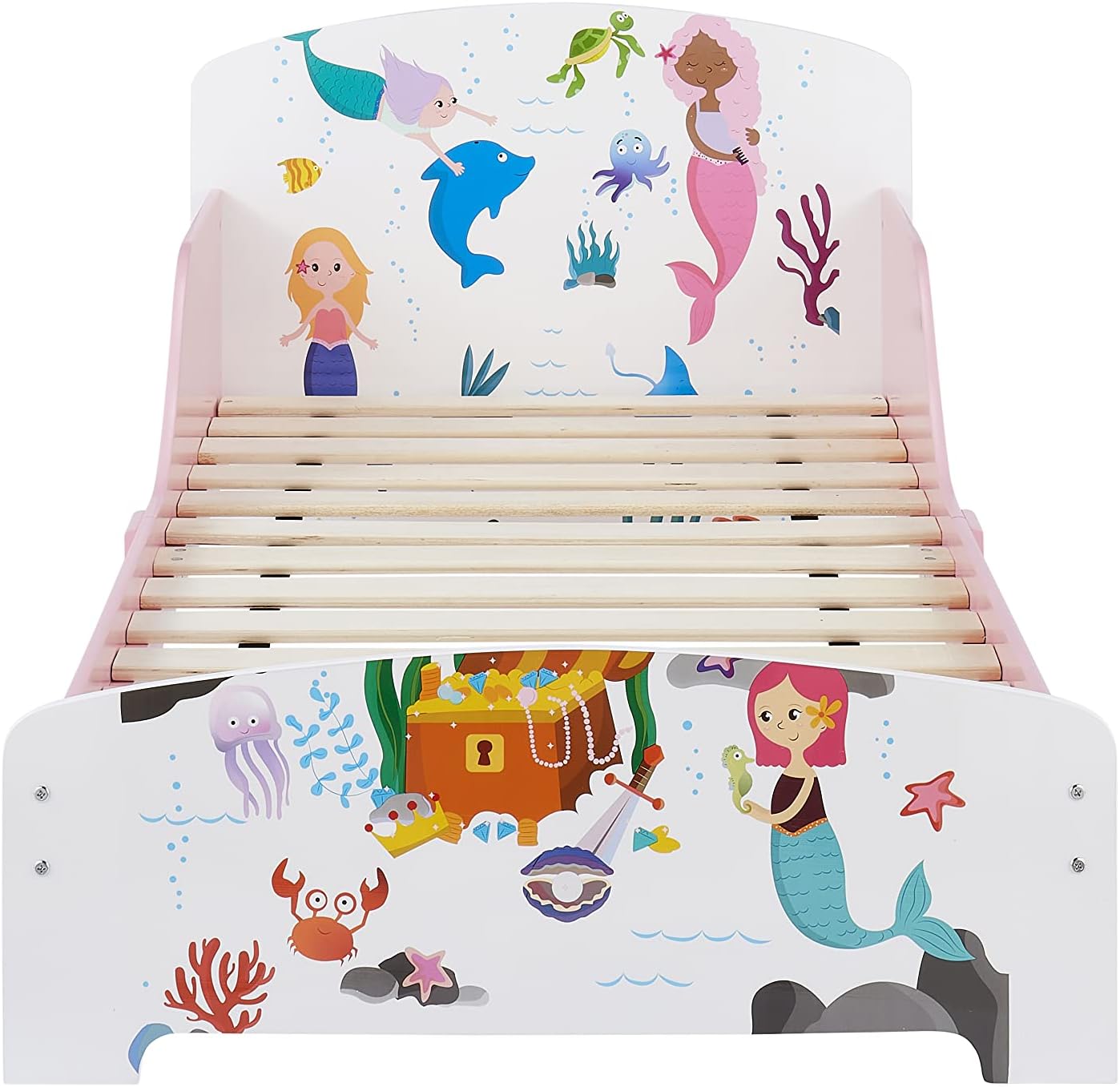 House & Homestyle Cama de bebé Sirena 76,8 x 143 x 59,8 cm, Decorativa y práctica con Almacenamiento Adicional y Lados elevados para transición de Cuna a Cama