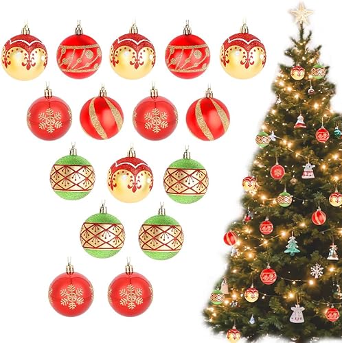 CAVETEE 16 adornos de bola de Navidad de 2.6 pulgadas, brillantes inastillables, decoración de árbol de Navidad para Grinch, adornos de árbol de