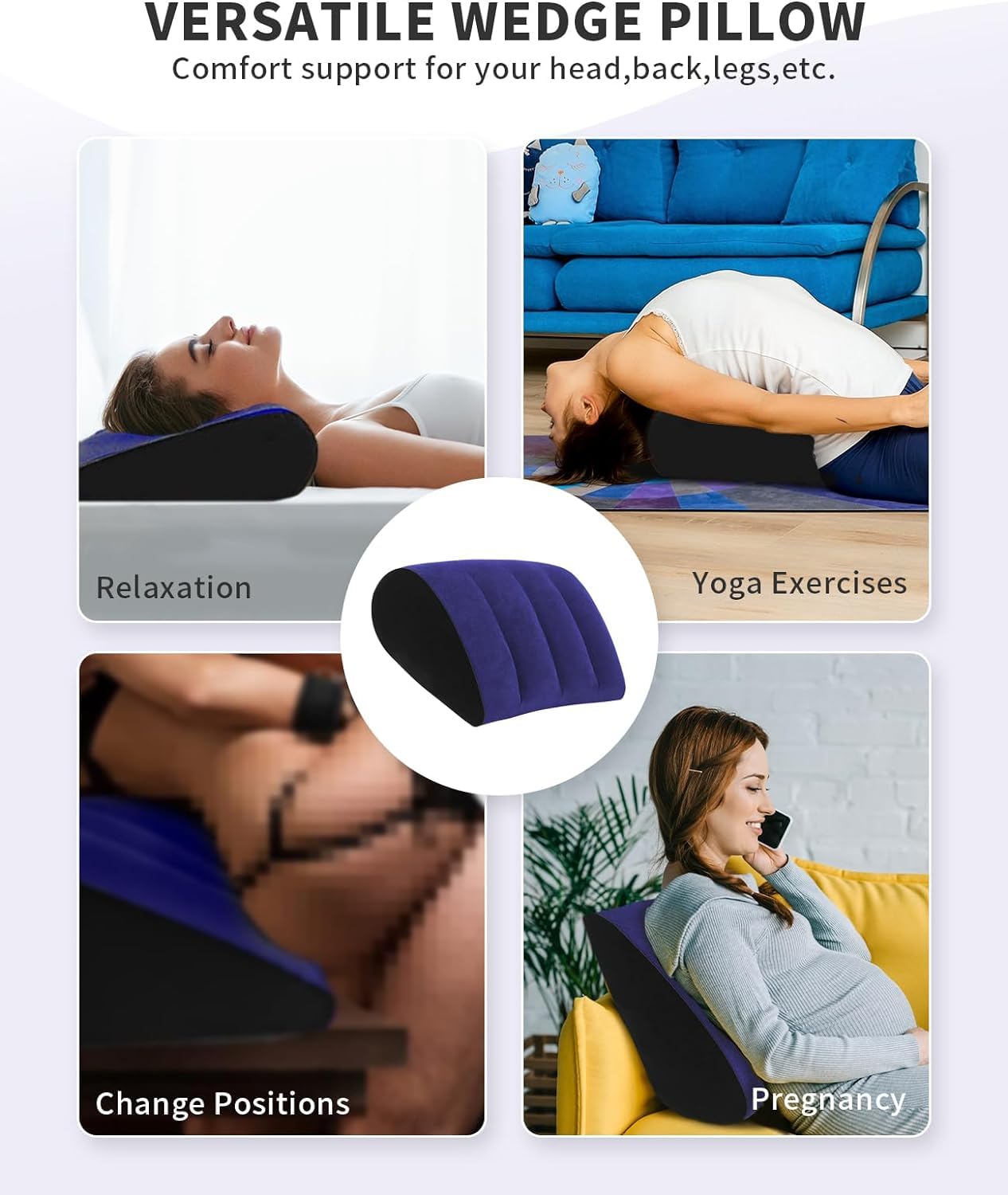 WHZHAOCAI Portable Wedge Pillow Inflatable Cushion - Body Positioners for Legs and Back Support for Sleeping,Reading and Rest,Use in Bed, Travel, Camping Or Office?Fast Inflating Deflation