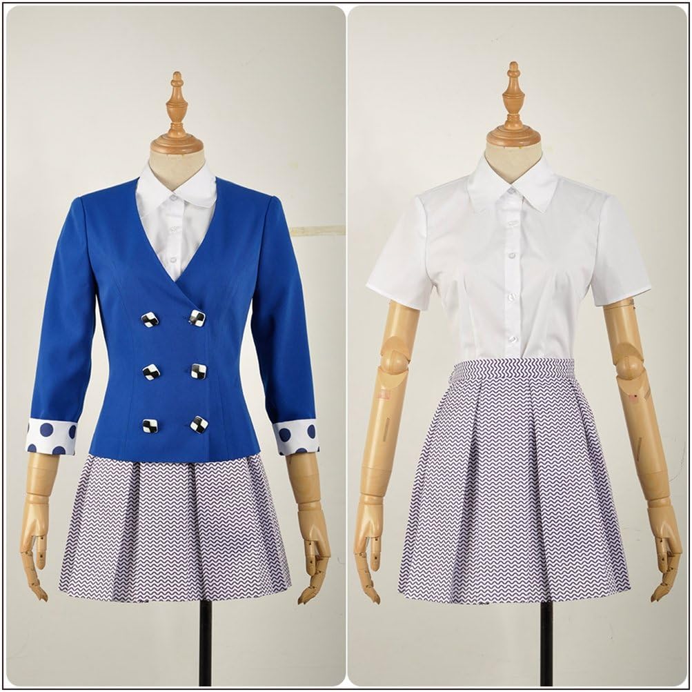 Yejue Women Cosplay Costume School Uniform Dress Classic Blue Blazer Skirt Set Halloween Party Outfit