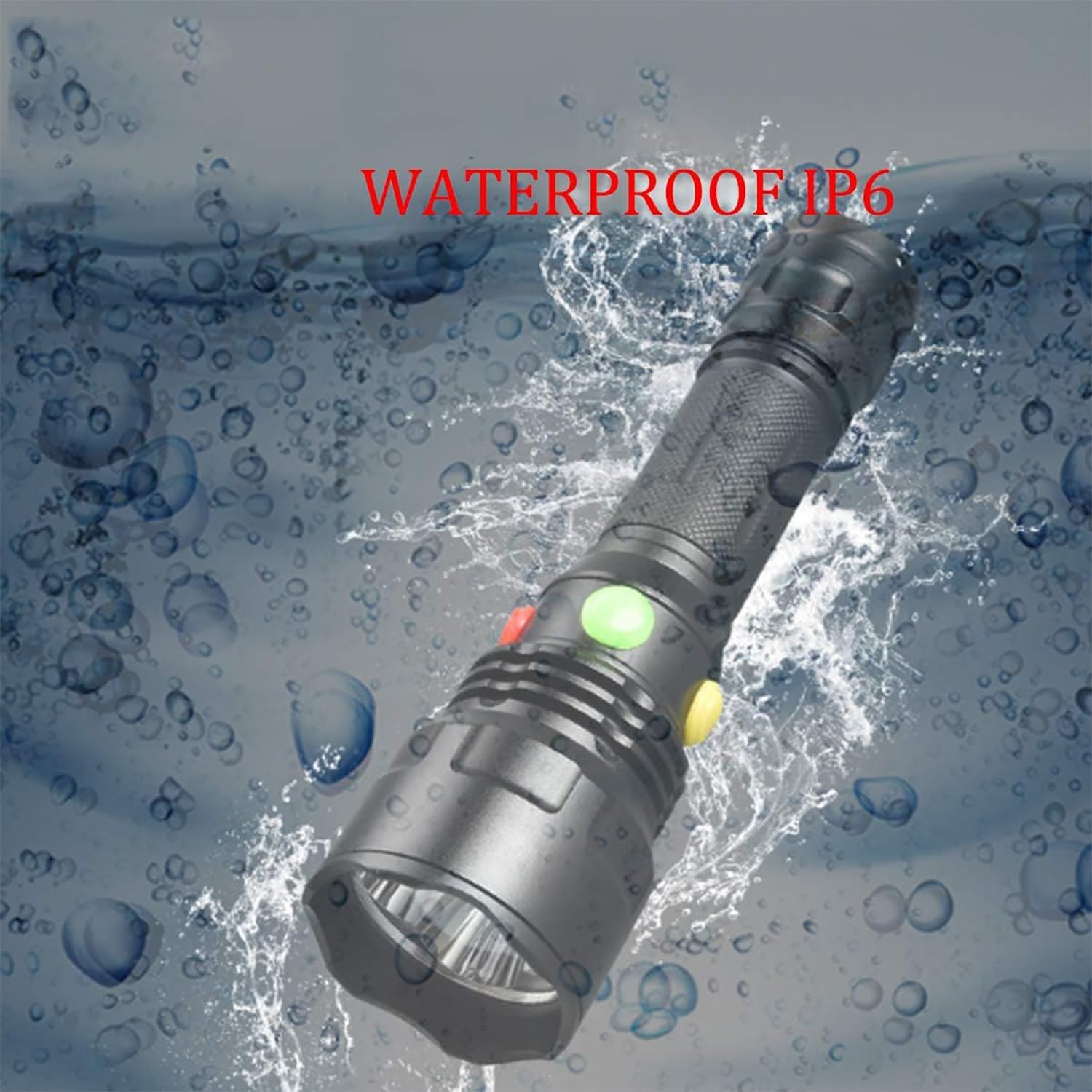 Pocketman 4 in 1 Multicolor Flashlight 9 Modes Hand Torches White/Red/Green/Yellow Light Ipx-6 Waterproof Magnetic Tactical Flash Light for Night Vision, Camping, Hiking, Fishing