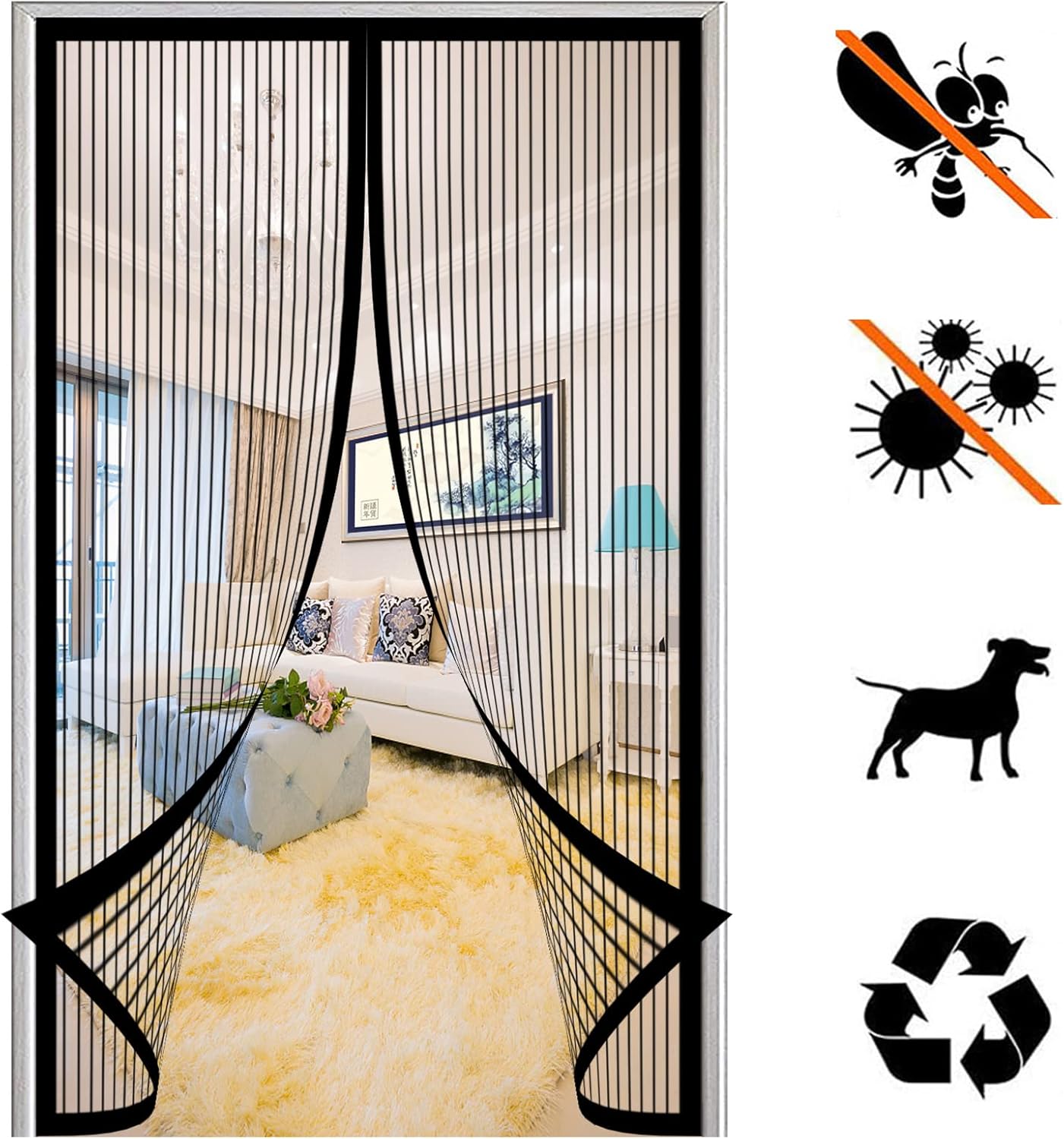 Zanzariera Magnetica Per Porte, 120x210 Cm, Tenda Anti-mosche - Foto 6