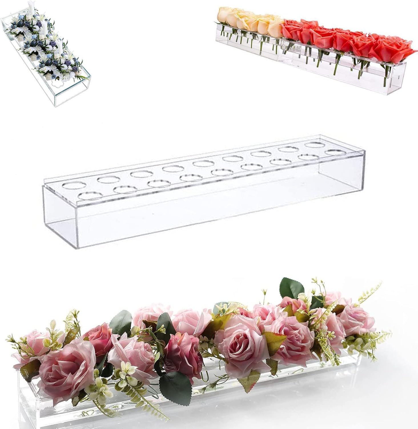 2023 New Long Floral Centerpiece, Clear Acrylic Flower Vase