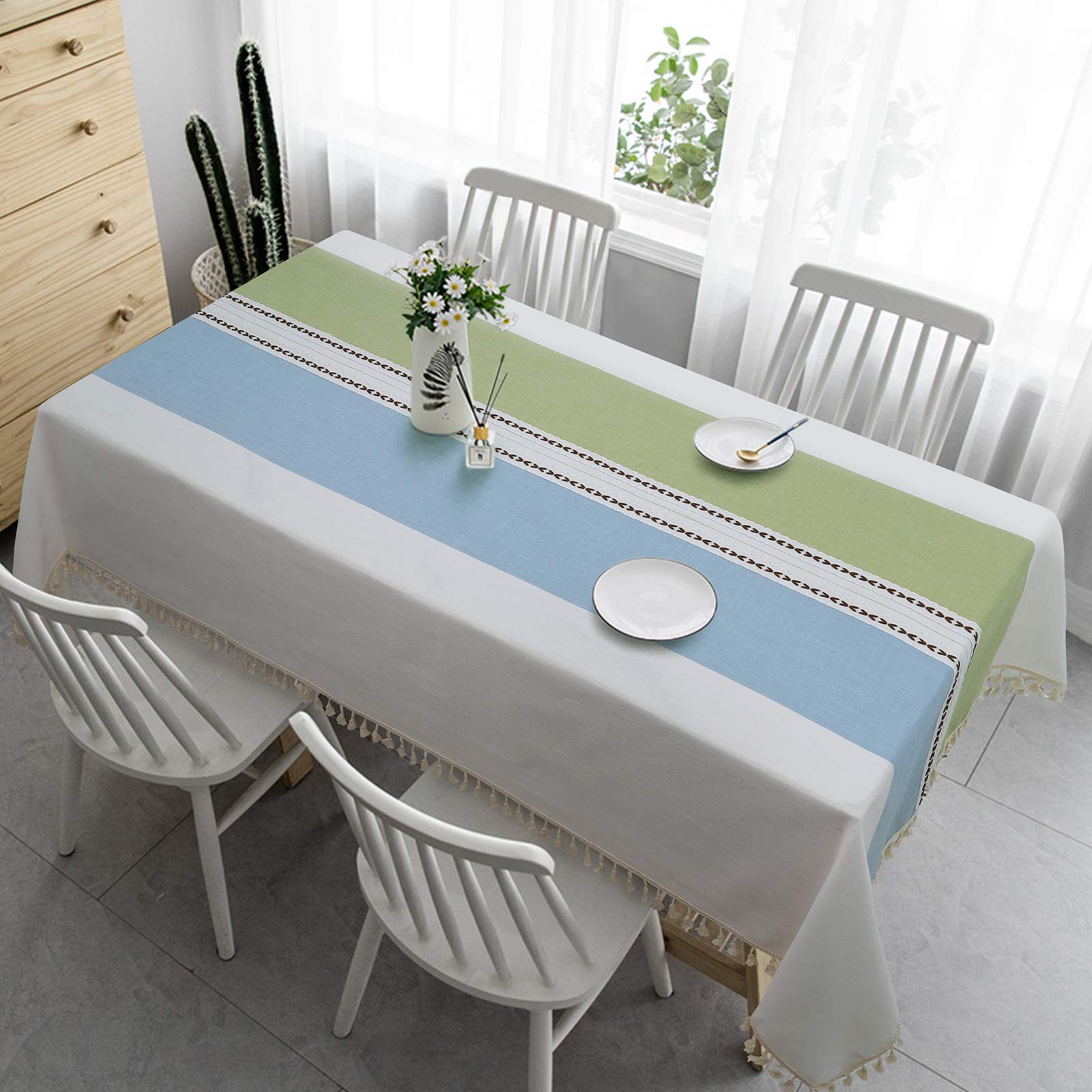 Vonabem Table Cloth Tassel Cotton Linen