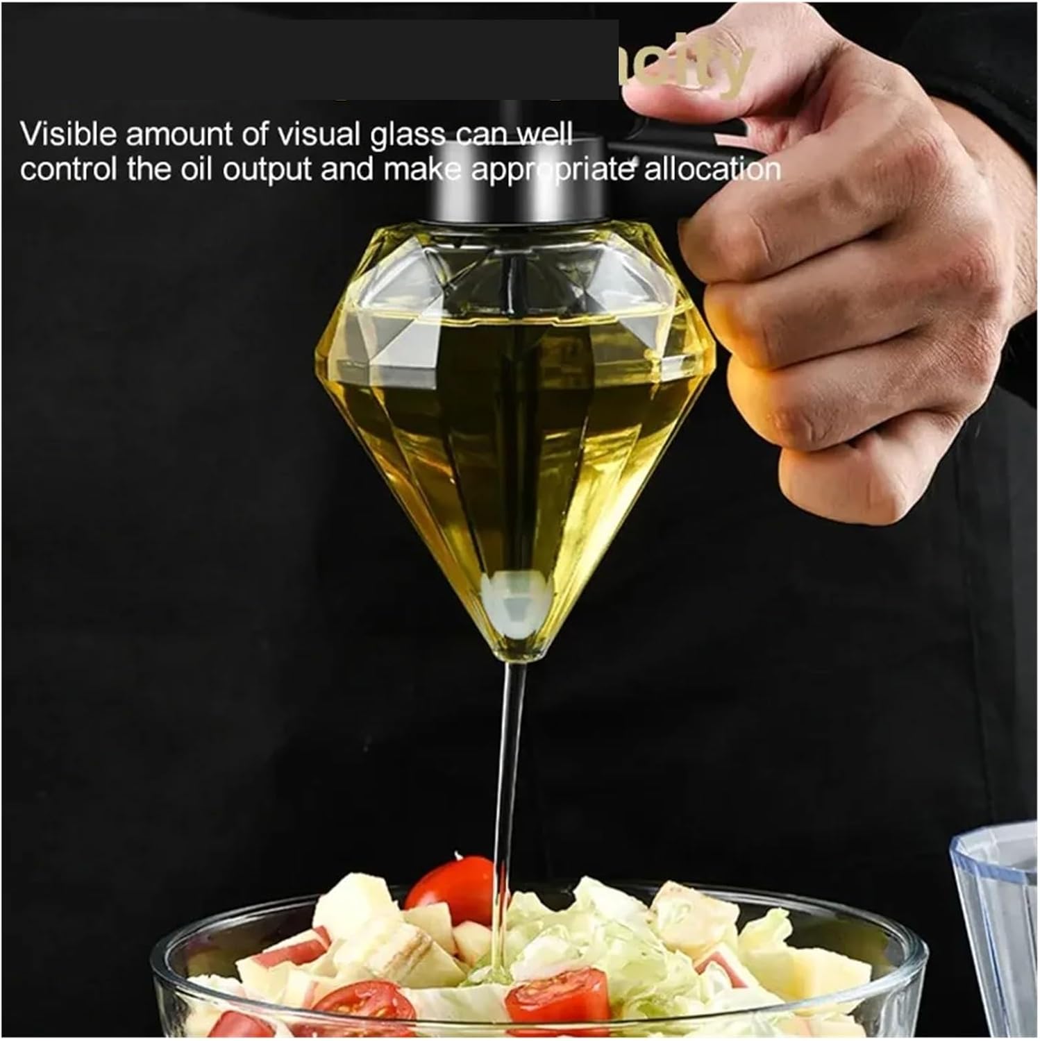 1PC 200ml Honey Dispenser, Diamond Design Glass Container, Sealed Leak-Proof Base for Soy Sauce Vinegar Bottles, Kitchen Condiment Dispenser