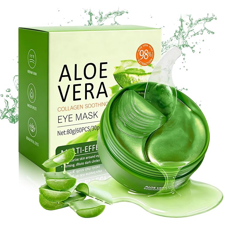 Máscaras de hidrogel para a região dos olhos com aloe vera Aubelnmay, 60 unidades