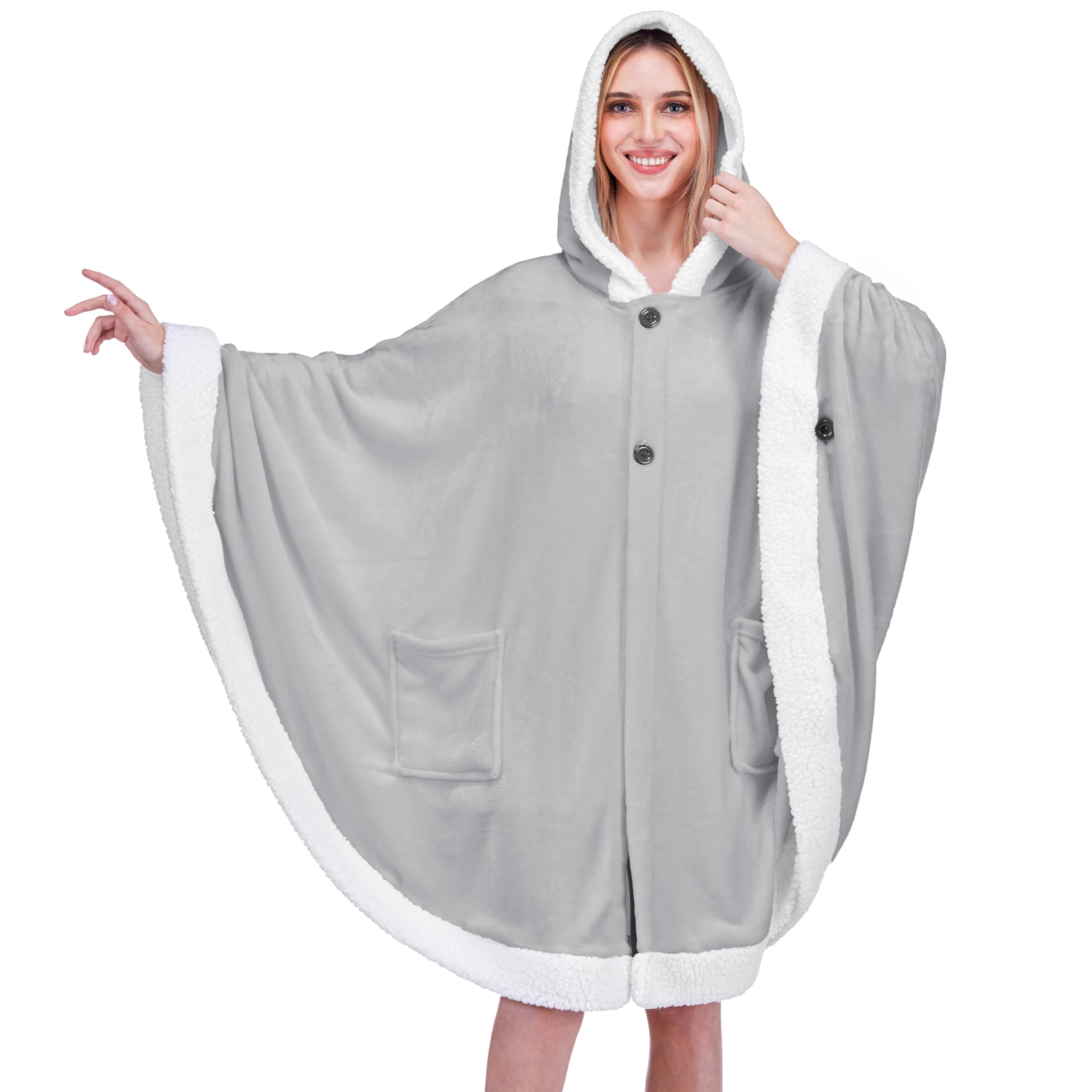 Amazon.com: PAVILIA Hooded Blanket Poncho, Women Fleece Shawl Wrap