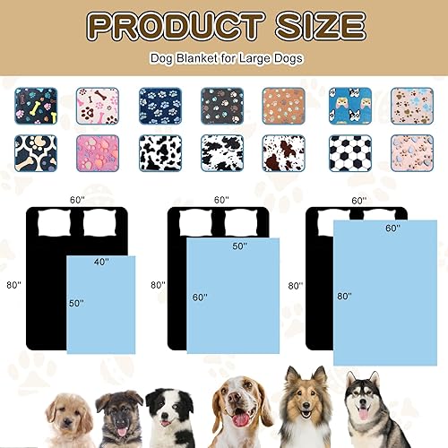 Miniatura 6 de Manta para perros grandes, de franela y gatos, lavable, suave, para mascotas, funda para cama de perrera, bonito patrón de patas, gris, 80 x 60