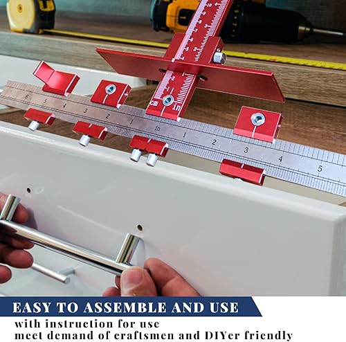 Miniatura 5 de Plantilla de manija de gabinete, herramienta de plantilla de hardware de gabinete, todo de metal con guía de perforación de 5 mm y 4 mm, plantilla