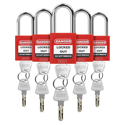 Lockout Tagout Locks Set,5 Red Keyed Different Loto Lock Safe