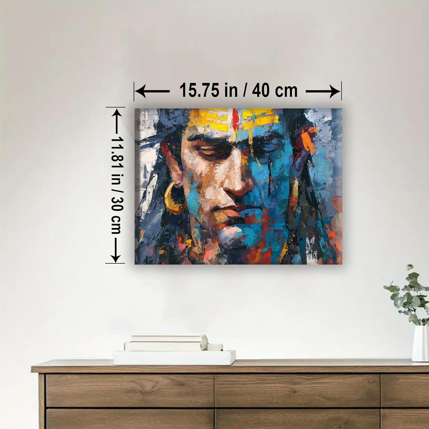 Aeontinity Lord Shiva Indian India Framed Canvas DIY Paint by Numbers Kit Bar Cafe Cave Home Room Wall Bathroom Porch Patio Decor Gift, 16 x 12 Inch