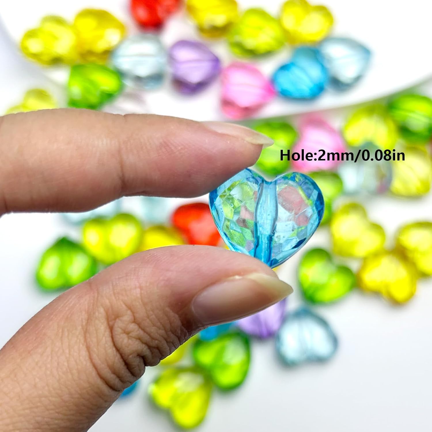 50pcs Heart Beads, 20mm Large Acrylic Heart Shaped Bead for Jewelry Making, Multcolor Loose Cute Plastic Beads for Charms, Bracelets, Keychain - Image 3