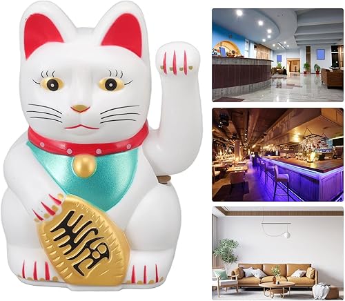Miniatura 5 de Yoidesu Gato de la fortuna alimentado por pilas, estatua de gato de la suerte de la buena suerte, gato de la riqueza, gato agitando para hotel,