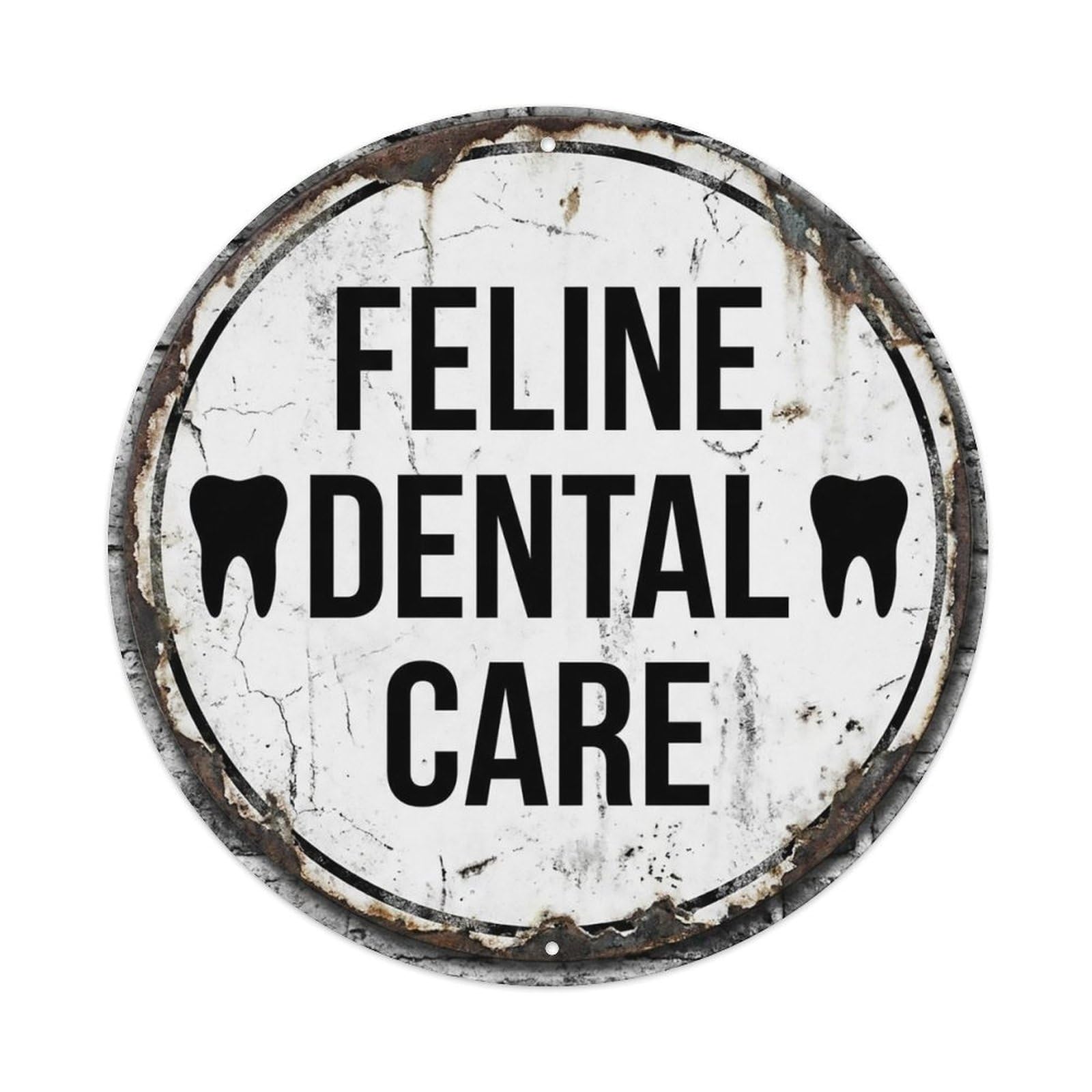 Vintage Feline Dental Care Decor Metal Tin Sign