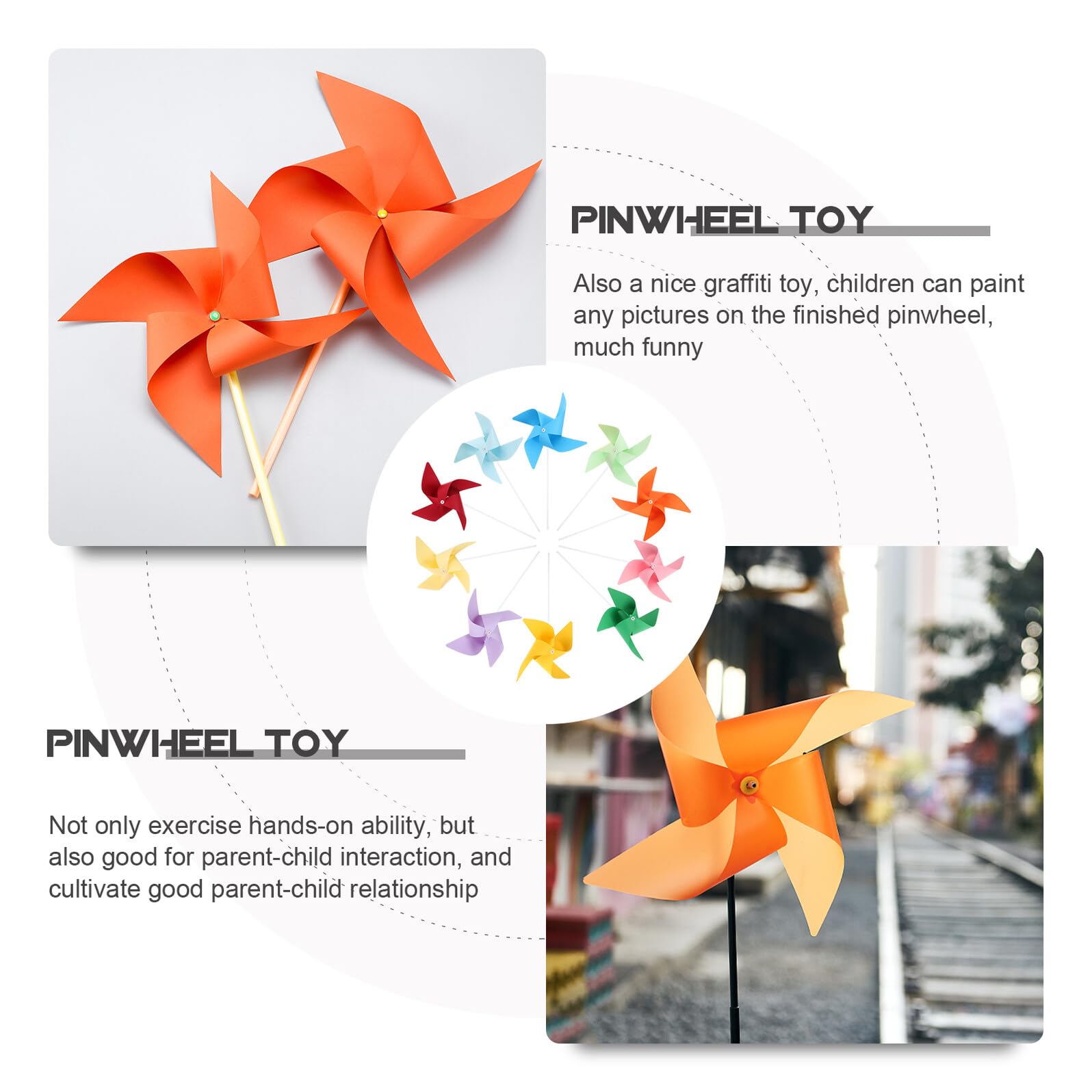 Molinetes de Viento para 12 Piezas, Kit de Manualidades de Papel, Molinillos de Colores Mixtos, Juguete Educativo Temprano para Jardín de Infantes y Juego al Aire Libre
