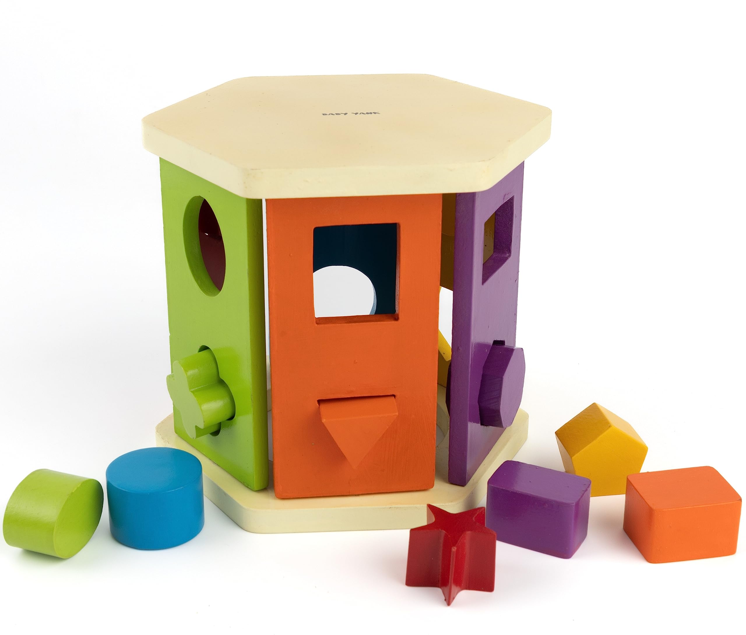 BABY YANK Wooden Shape & Colour Sorting Activity Toy to Learn Geometric Shapes, Colours and to Develop Fine Motor Skills and Sensory Skills for Toddlers & Kids (2+ Year)- Hexa Cube (B0C8V99W8P) Amazon Price History, Amazon Price Tracker