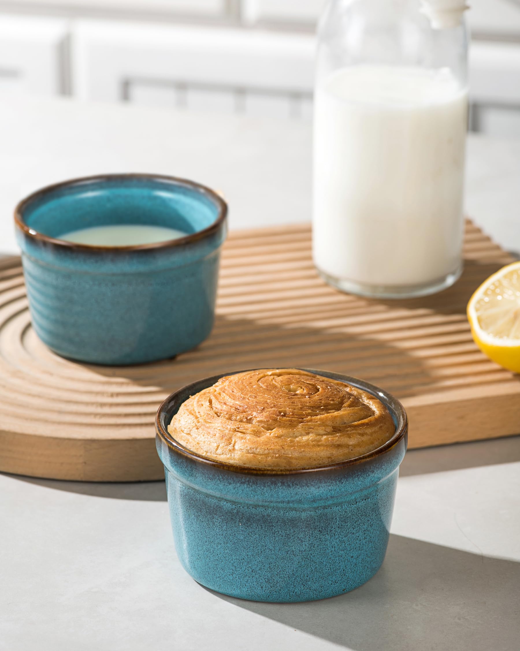 HENXFEN LEAD Pack of 4 Soufflé Moulds, 240 ml Creme Brulee Bowls, Small Casserole Dishes for Delicious Condiments Ragout Fin - Image 4
